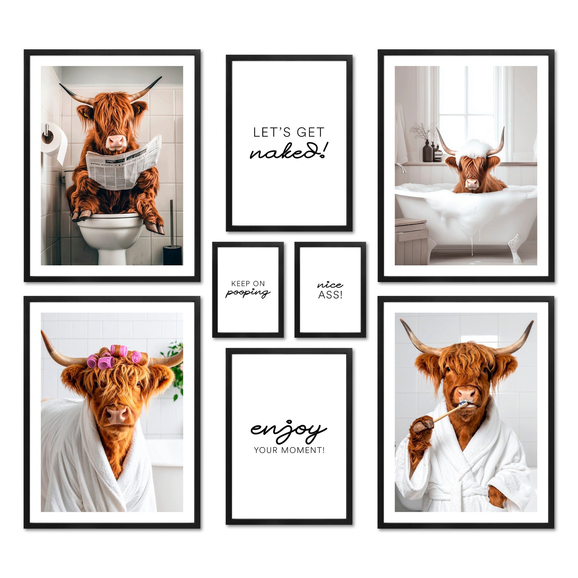 ARTFAVES Bilder-Collage Poster Set - FUNNY BATHROOM I Badezimmer Wandbilder günstig online kaufen