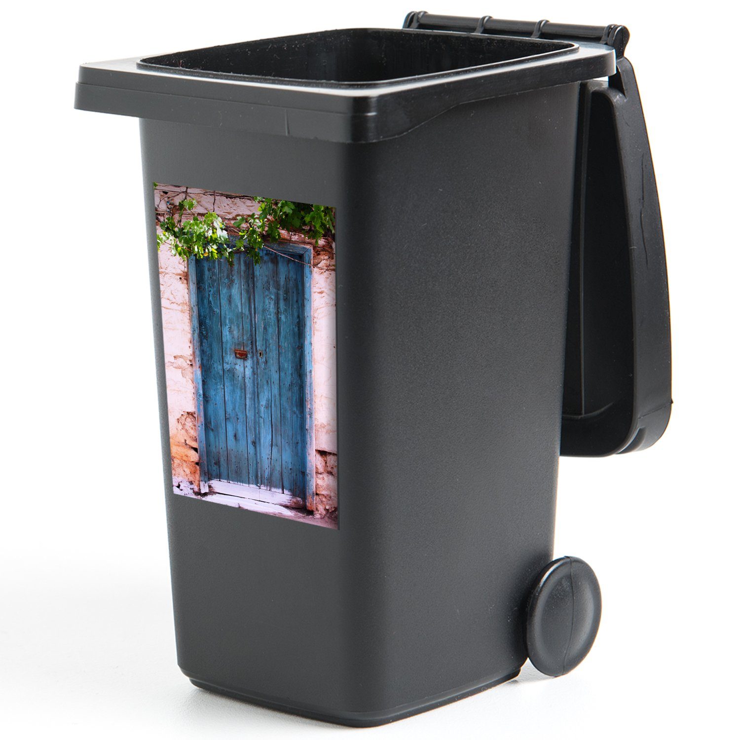 Mülltonne, Tür Abfalbehälter Mülleimer-aufkleber, (1 Haus - Sticker, Baum Container, Blau MuchoWow Vintage Wandsticker St), - - -