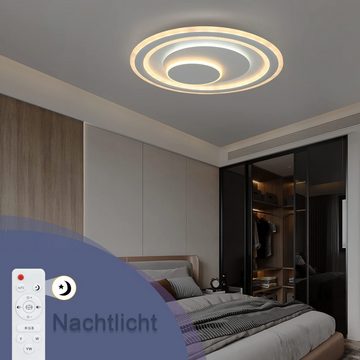 ZMH LED Deckenleuchte Acryl Modern Rund mit RGB Hintergrundleuchtung ∅50cm, Einstellbare Farbtemperatur, LED fest integriert, 3000-6500K+RGB, Rund Küchenlampe Design, für Wohnzimmer Schlafzimmer