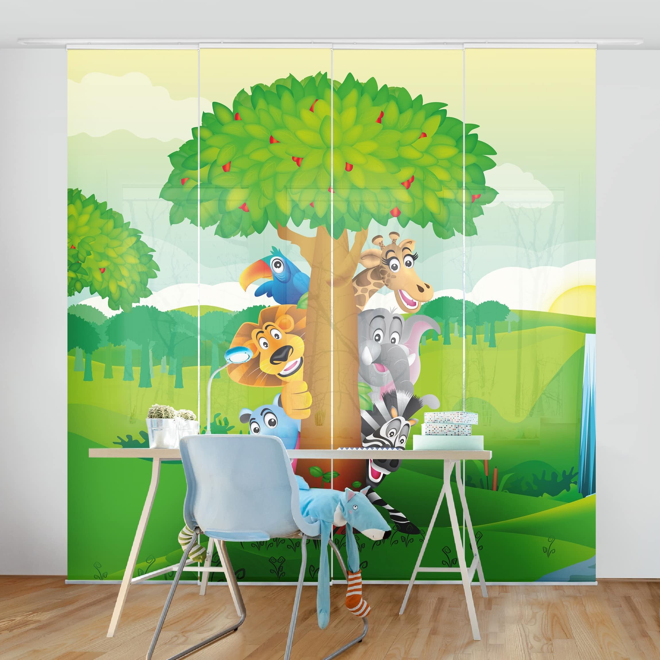 Bilderdepot24 Schiebegardine modern Flächenvorhang blickdicht Dschungeltier günstig online kaufen