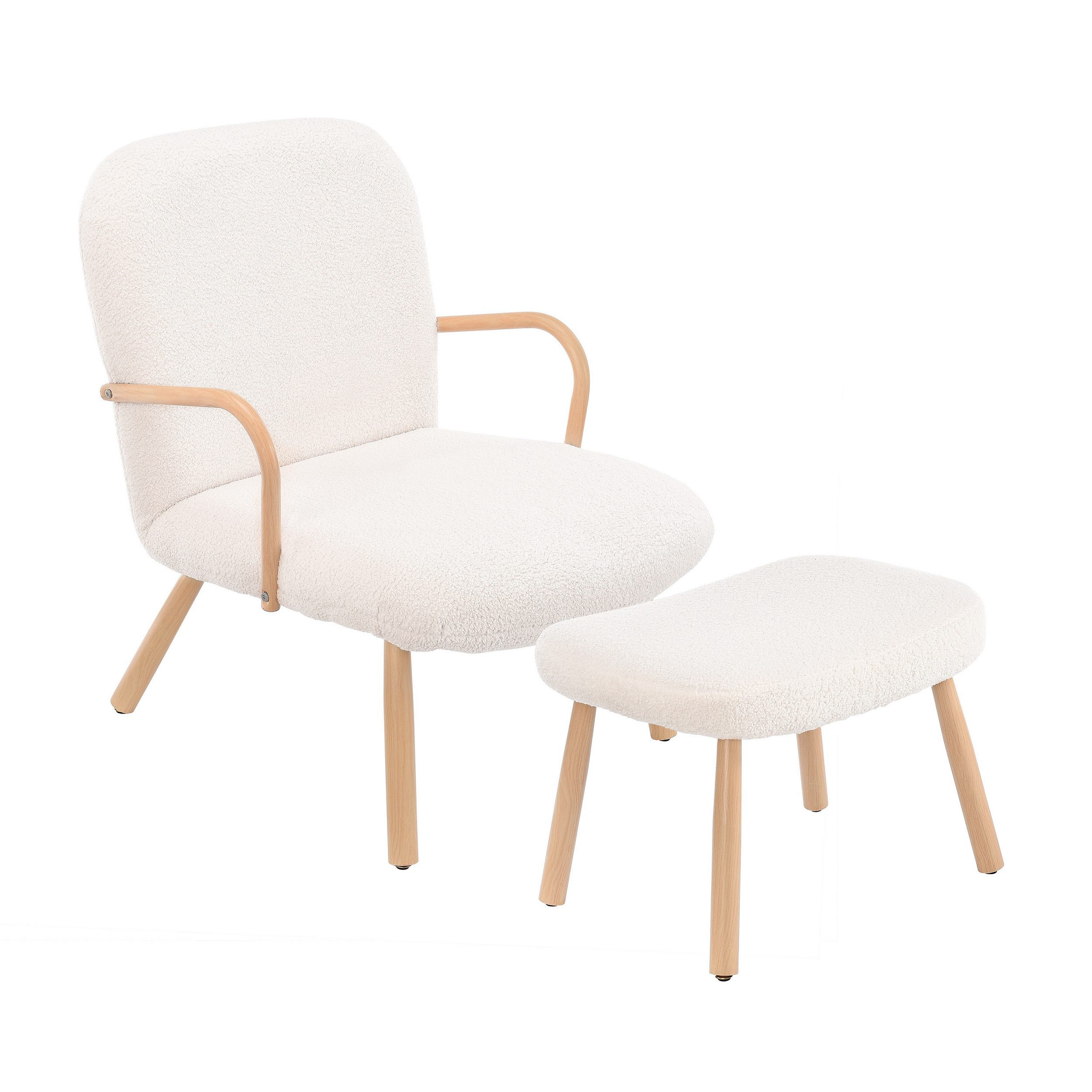 FUROKOY Ohrensessel Relaxsessel Loungesessel mit Hocker, Armlehnstuhl, Fernsehsessel (Ohrensessel,mit Fußhocker, 1-St. Teddysamt Relaxsessel), Freizeitsessel Sessel