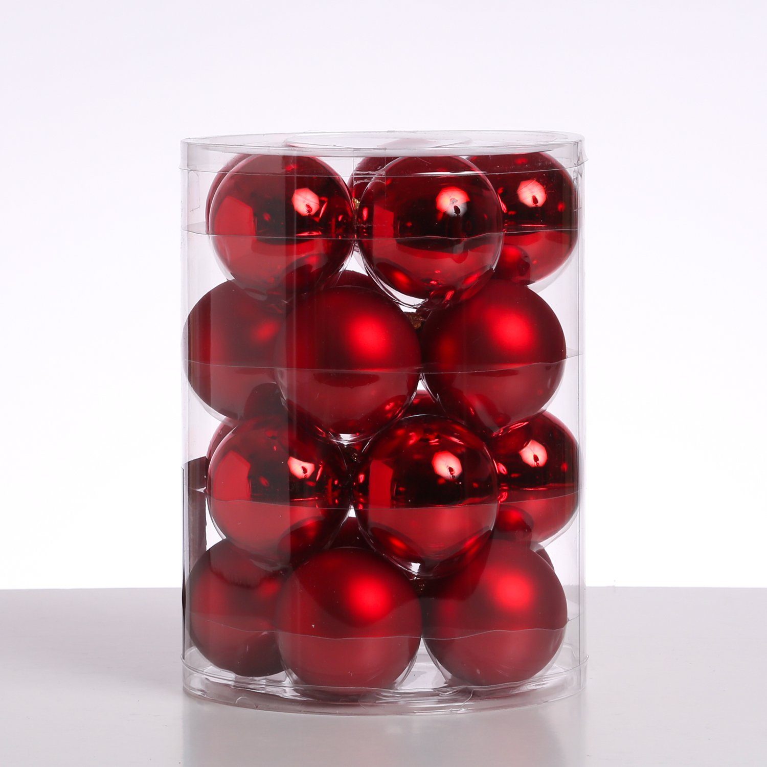 MARELIDA Weihnachtsbaumkugel Christbaumkugel Weihnachtskugel Glas D: 6cm glänzend matt rot 20er Set (20 St)
