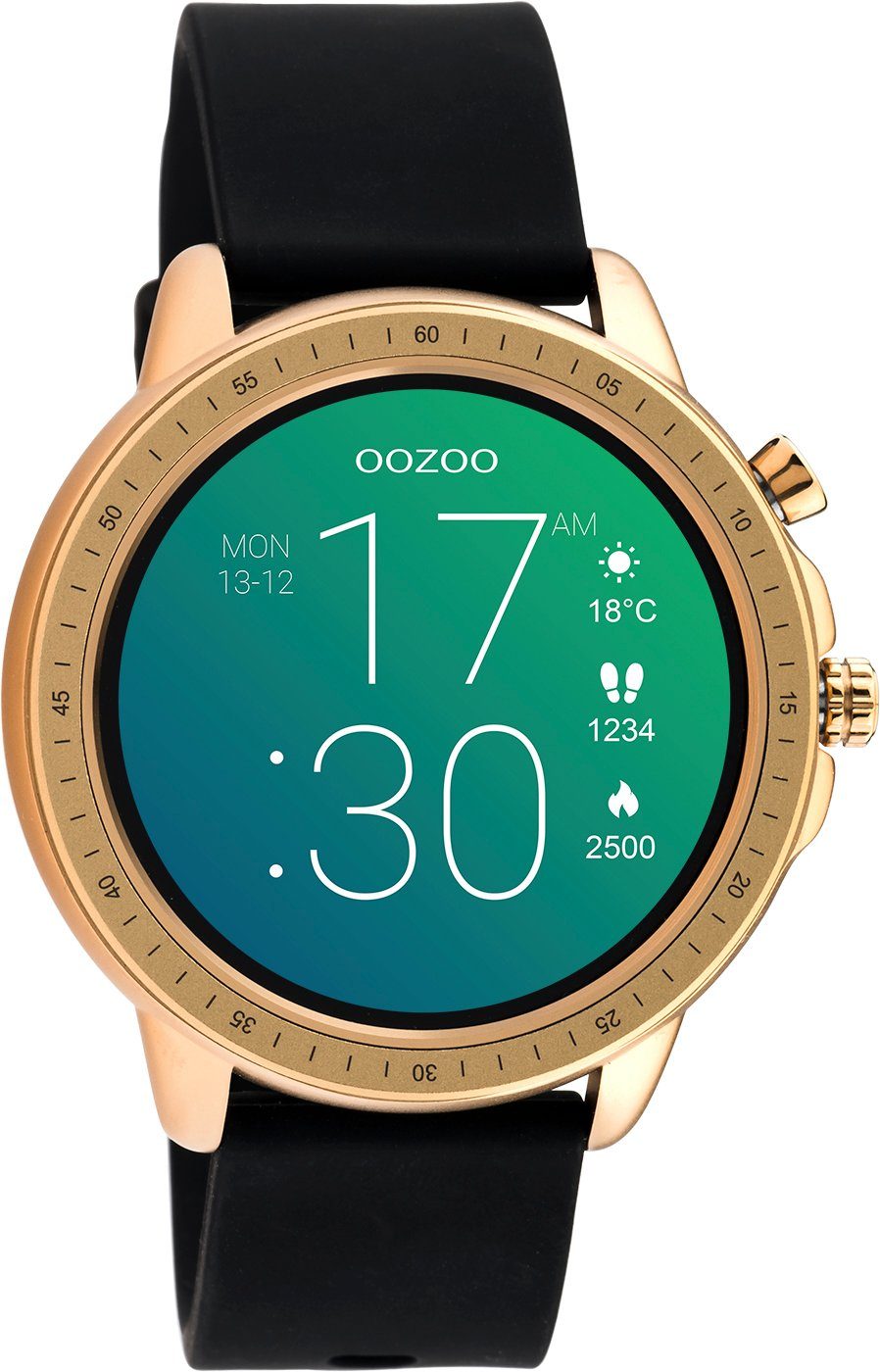 mm Q00303 Schwarz Silikonband 45 Smartwatch OOZOO Rosé Armbanduhr