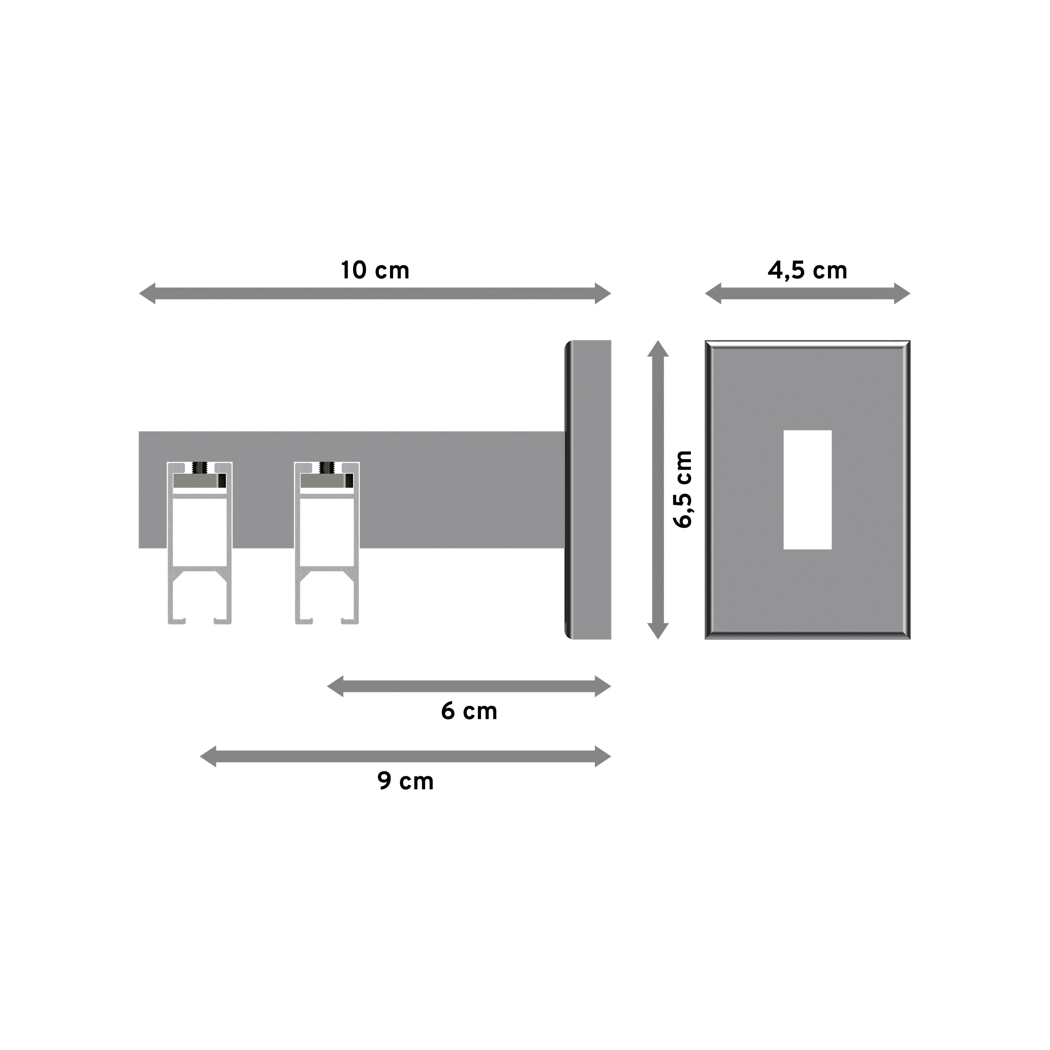 Gardinenstange Smartline Lox, mm, Edelstahl-Optik eckig, 2-läufig, 14x35 Chrom Wandmontage, INTERDECO, 