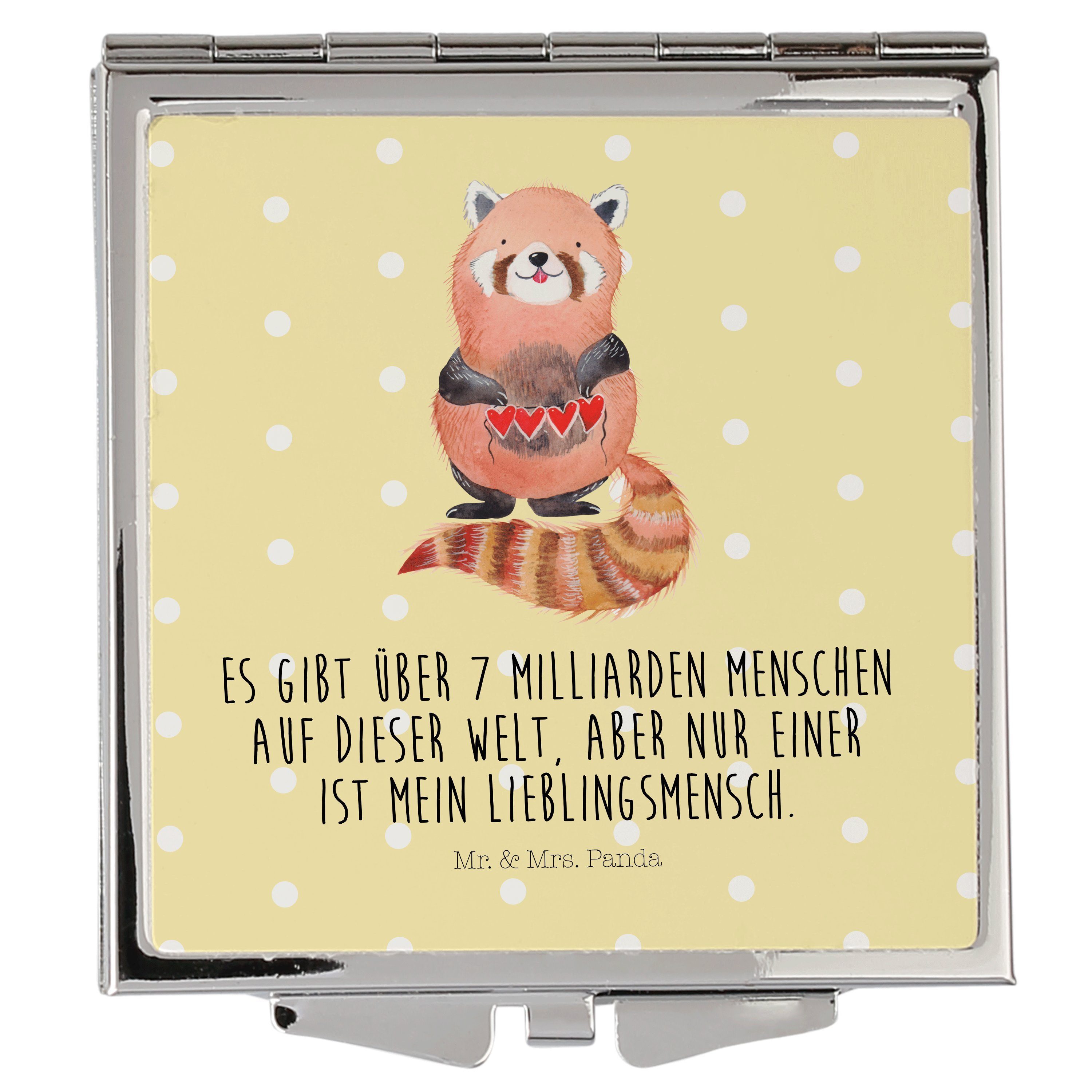 Panda Mr. Gelb Liebling, Geschenk, Mrs. & (1-St) Liebe, Panda Kosmetikspiegel Roter - Pastell Schminkspiege -