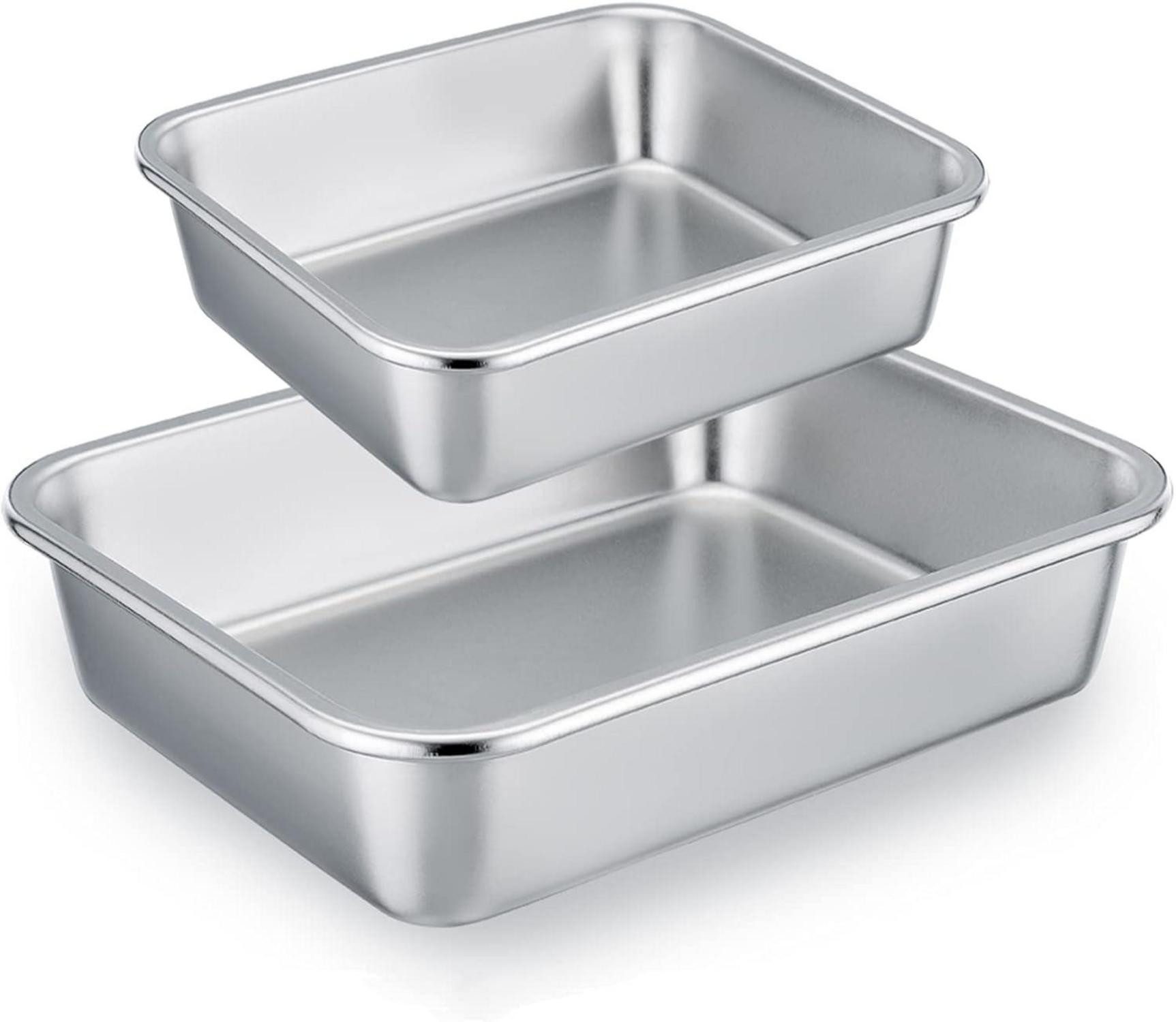 Back-Set Auflaufform 2er Set Edelstahl Rechteckig Backform Lasagne Brownie