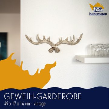 Hansmeier Wandgarderobe Geweih-Garderobe, Wanddekoration für Außen, Innen, Balkon & Garten