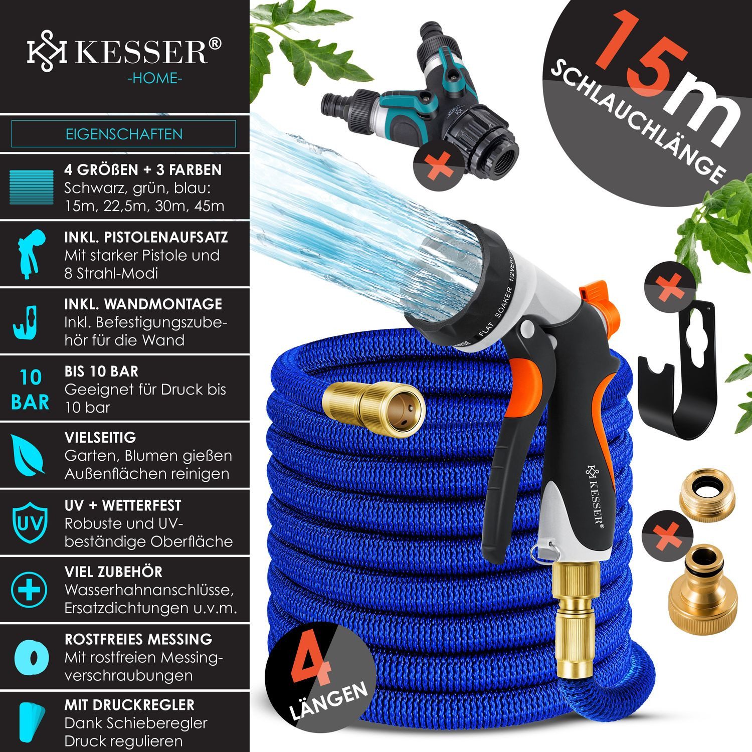 KESSER Gartenschlauch, Premium Wasserschlauch Flexibler Schlauch Gartenschlauch Flexischlauch