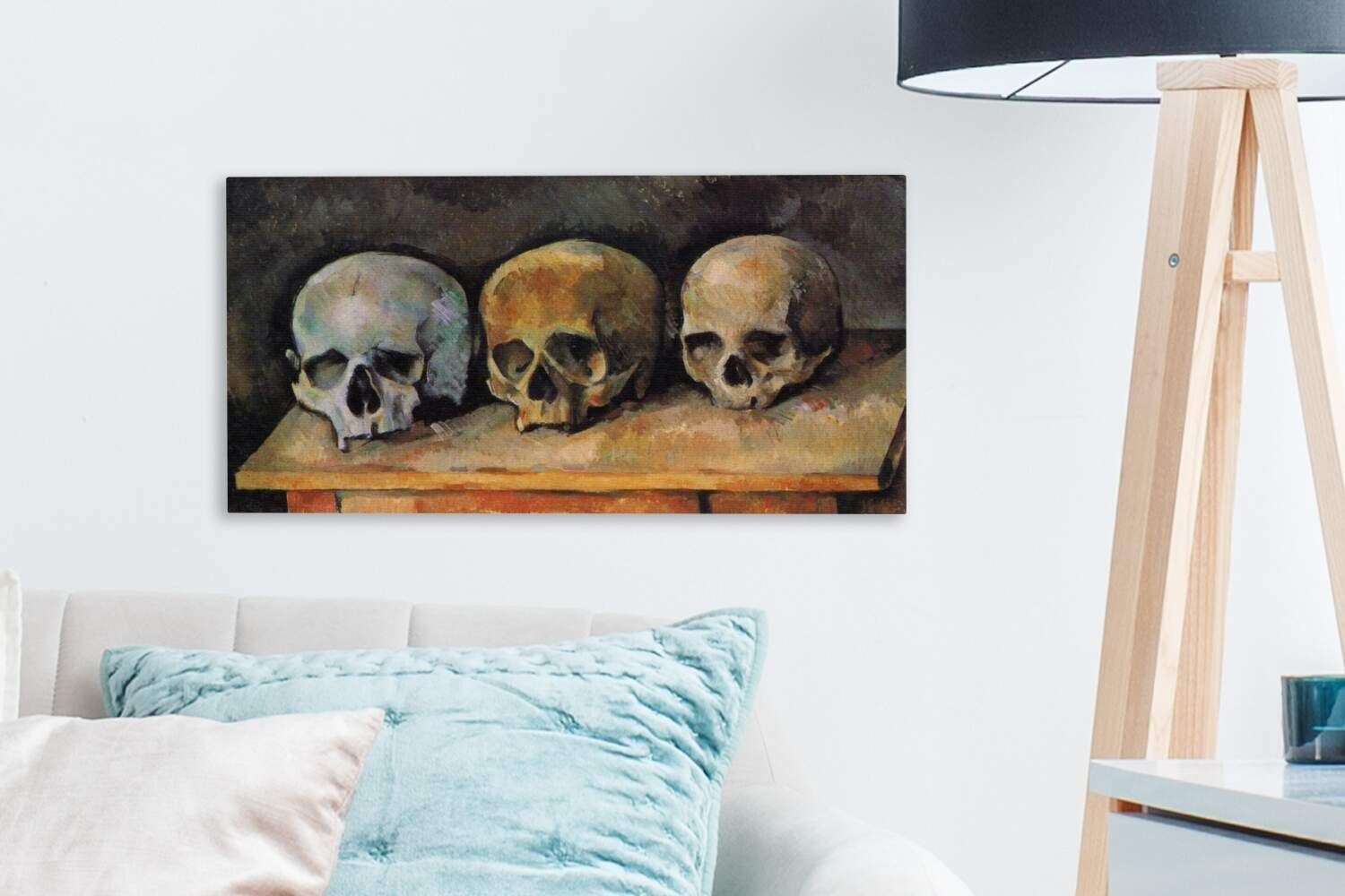 Wanddeko, Totenköpfe von cm Gemälde Aufhängefertig, Drei Leinwandbilder, Leinwandbild Paul St), - Wandbild (1 30x20 Cézanne, OneMillionCanvasses®