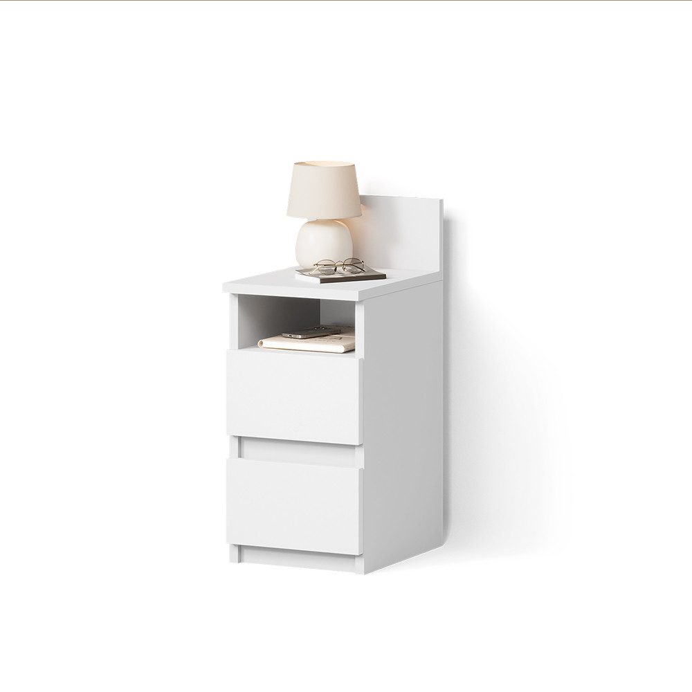 Livinity® Nachtschrank Roya, Weiß, 25 x 59.1 cm mit 2 Schubladen (1-St)