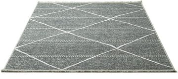 Teppich Braderup, Sansibar, rechteckig, Höhe: 2 mm, Flachgewebe, modernes Scandi Design, Motiv Rauten, mit Fransen