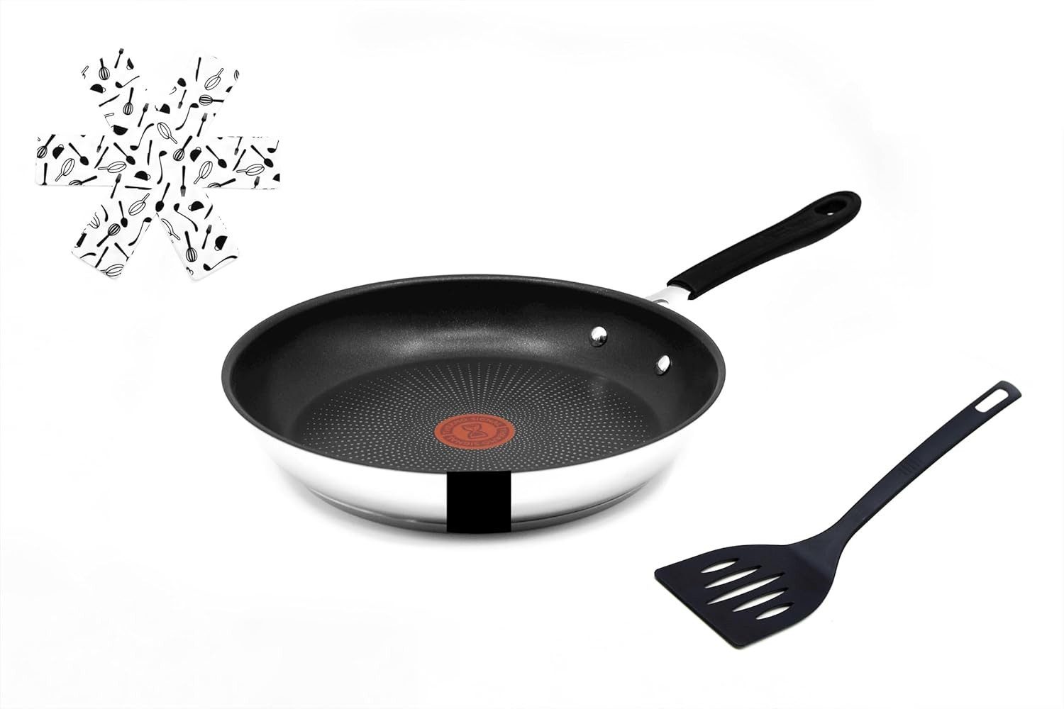Tefal Bratpfanne Jamie Oliver E30 Pfanne 24cm Bratpfanne alle Herdarten+ Induktion, Edelstahl 18/10 (Pfanne, Жаровні Set, Сковородиset, Wok, Wokpfanne, Schmorpfanne, Сковороди, Inkl. 1 Wender & Filzschoner), Säurebeständig