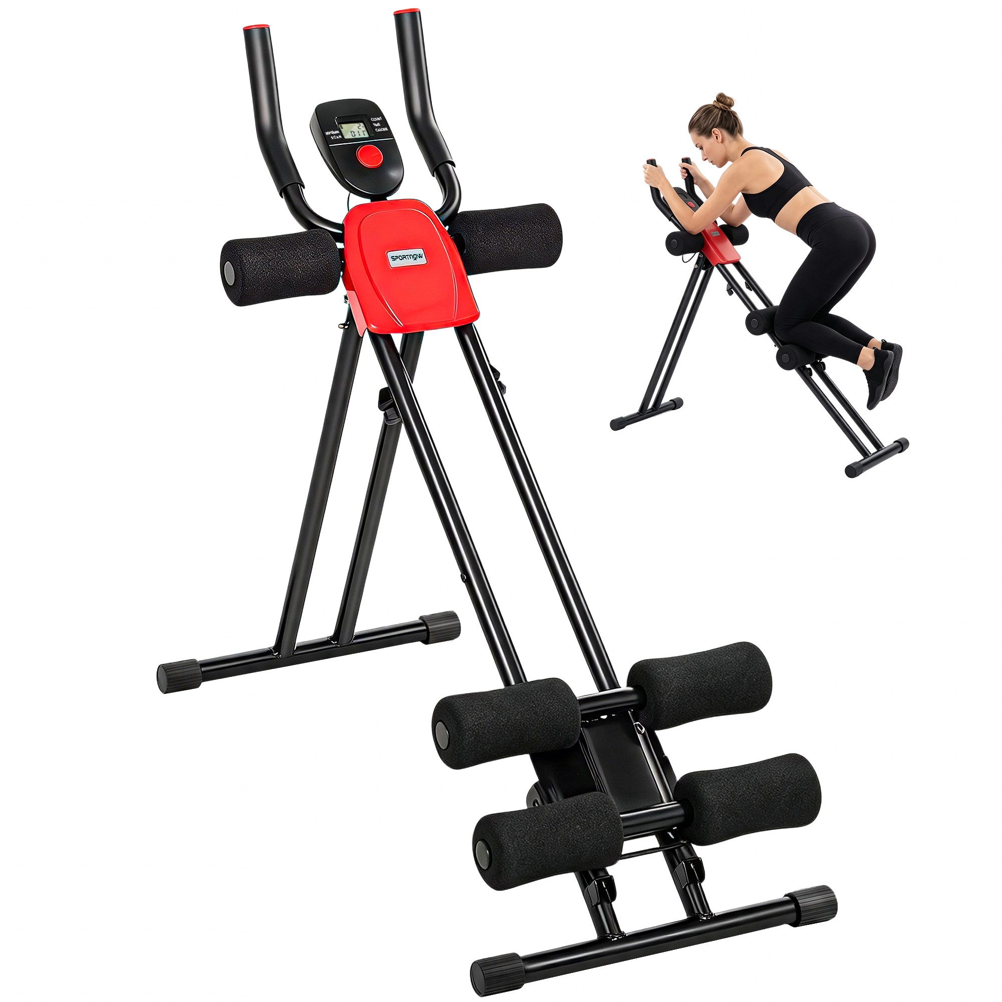 SPORTNOW Bauchtrainer Klappbares Trainingsgerät mit LCD-Monitor (Set, 1-St., Klappbarer Bauchtrainer mit LCD), klappbar, LCD-Monitor, Doppelschiene – Bild 2 von 5
