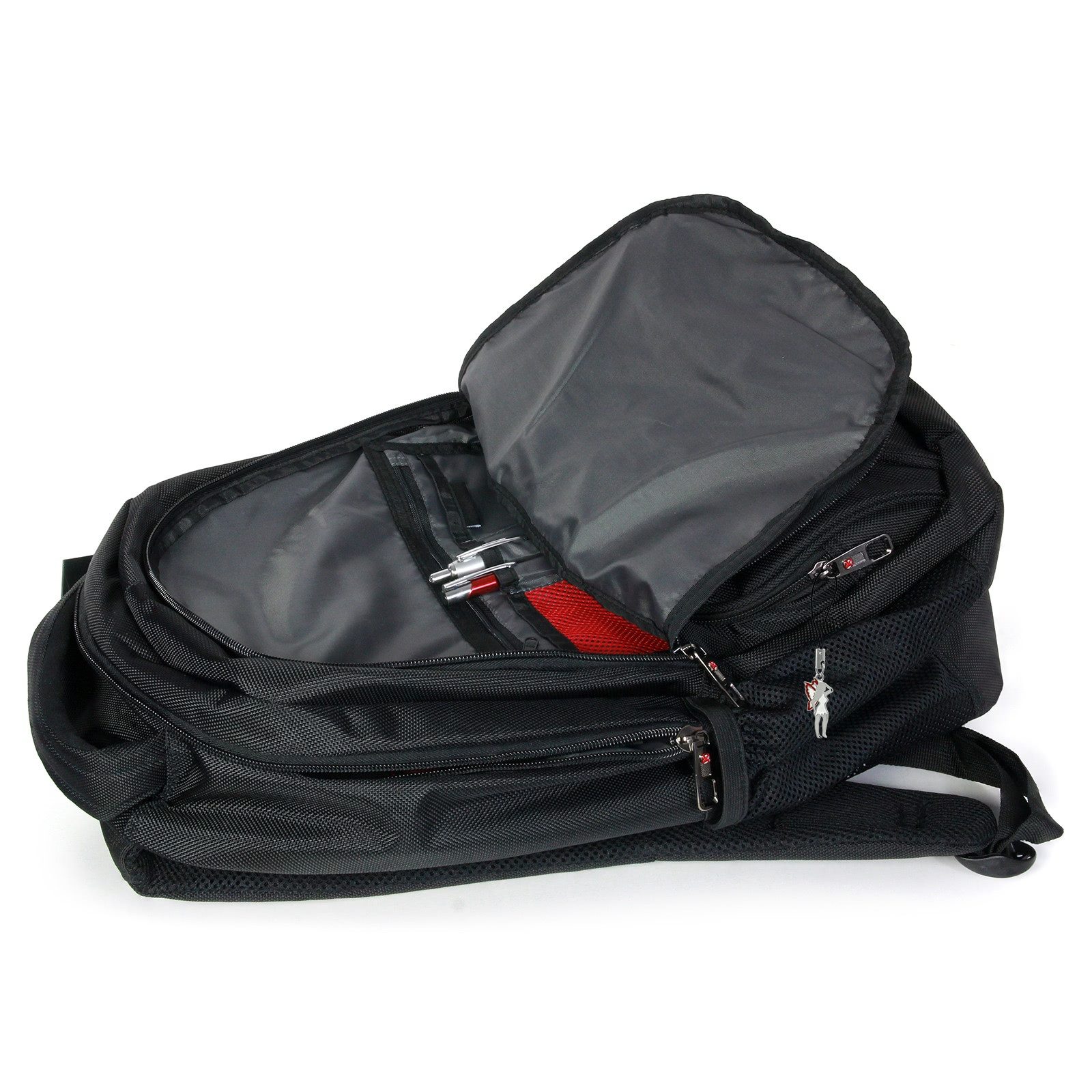 Travel N Meet Reisetasche Travel N Meet Laptop Rucksack 15 Zoll (Businessrucksack), Herren Business-, Freizeitrucksack Polyester, schwarz ca. 48cm hoch