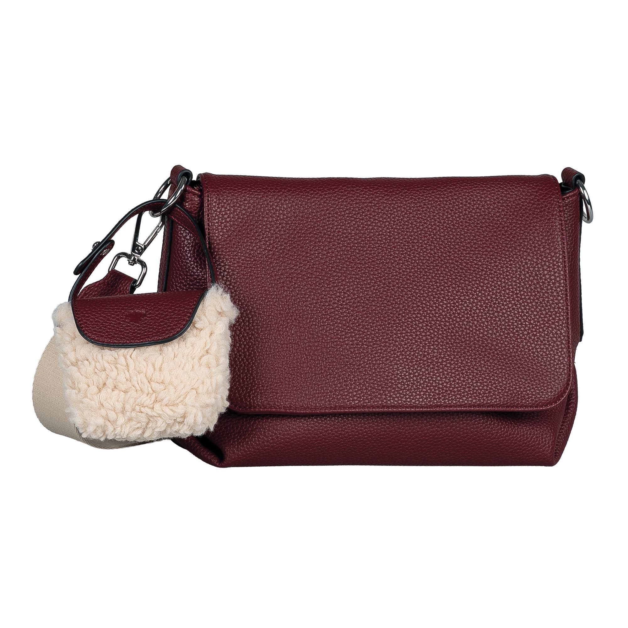 TOM TAILOR Umhängetasche Fania (Set, Süßer Fellanhänger), Damen Schultertasche mit Fellimitat-Anhänger