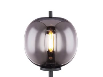 meineWunschleuchte LED Nachttischlampe, Leuchtmittel stufenweise über Schnurschalter dimmbar, LED wechselbar, warmweiß, groß-e Designerlampe dimmbar Lampenschirm Rauchglas Glas-kugel, H 45cm