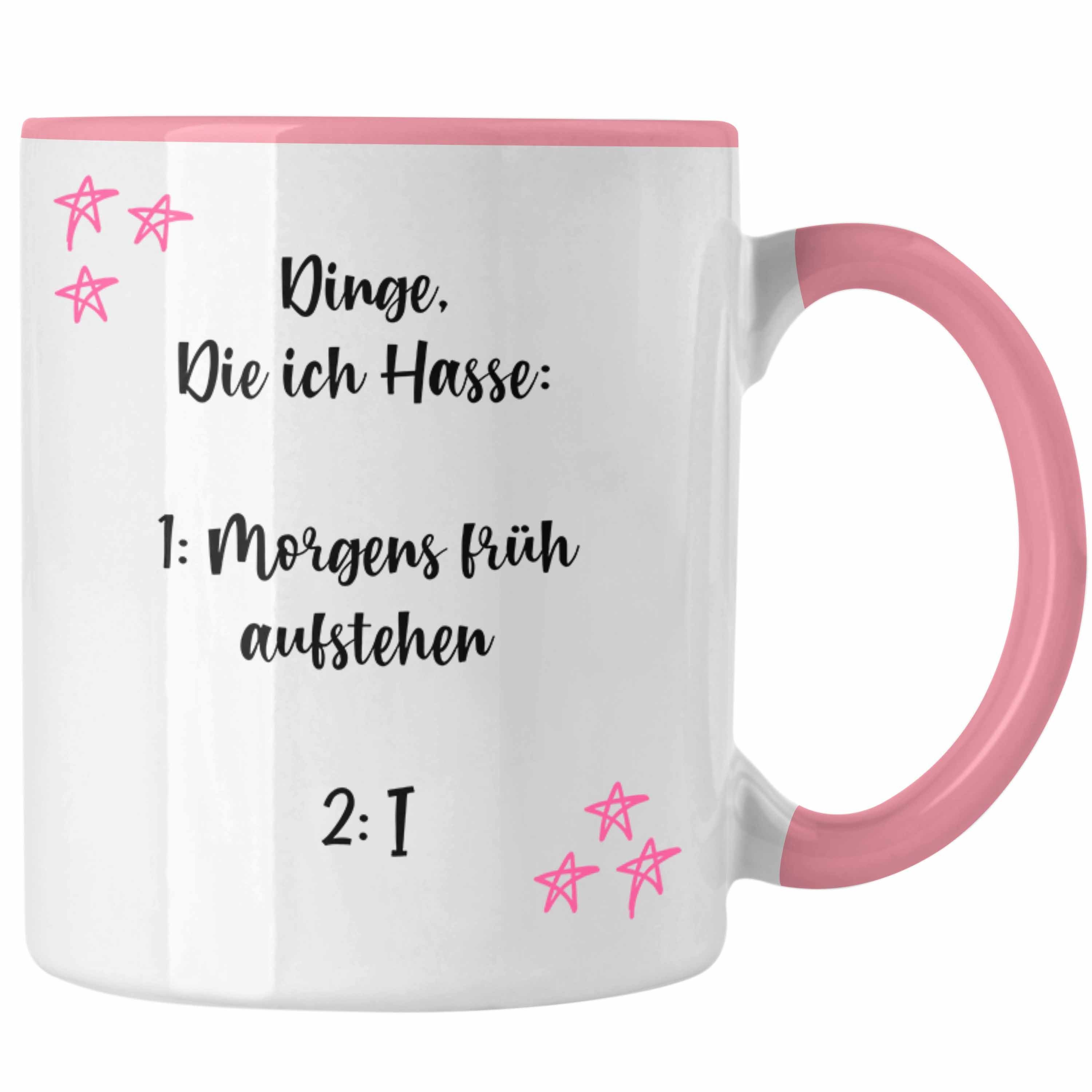 Trendation Tasse Trendation - Lustige Tassen für Frauen mit Spruch Kaffee Tassen Becher Büro Arbeit Früh Aufstehen Rosa