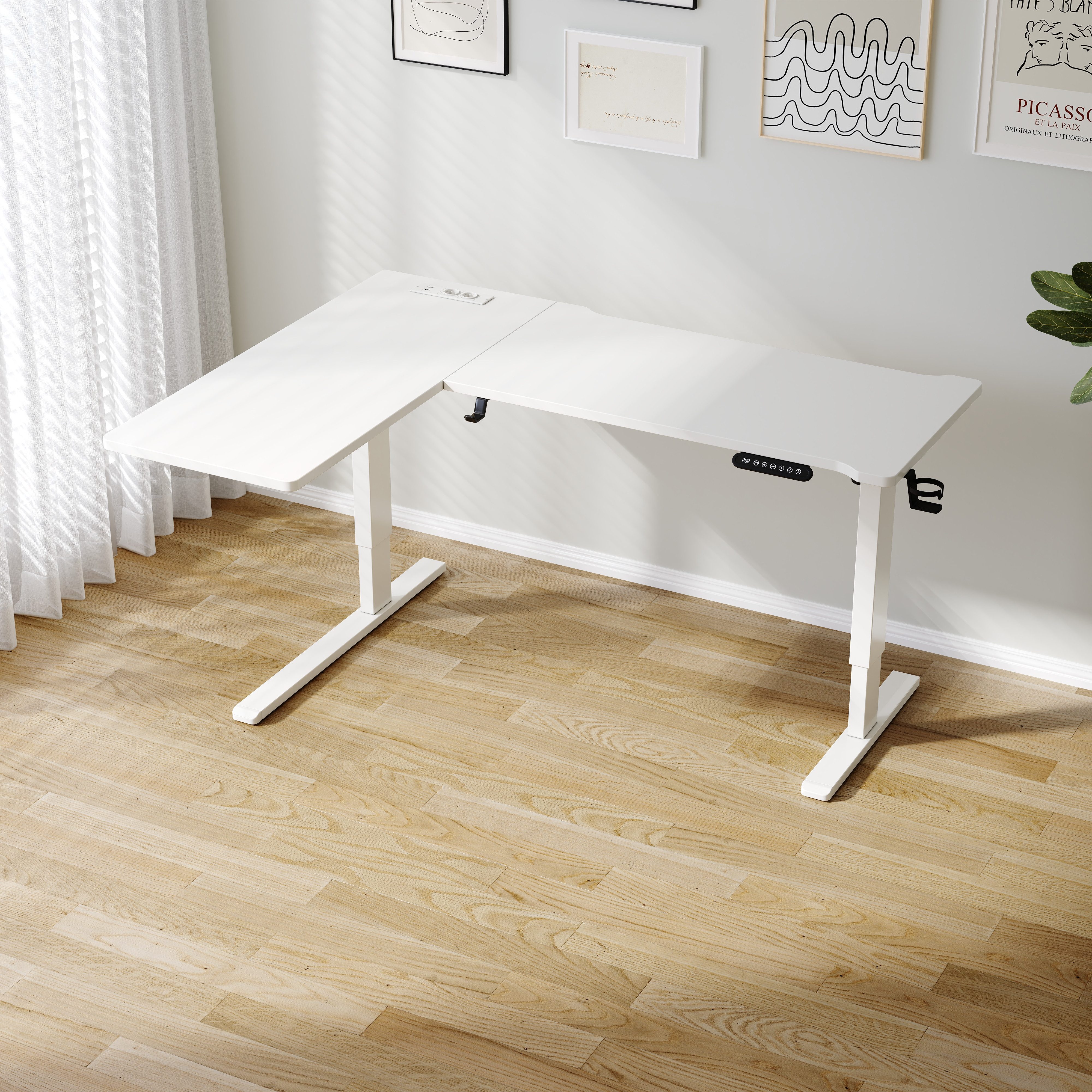 BBWL Computertisch Elektrischer höhenverstellbarer Schreibtisch mit 15 mm P2-Spanplatte (Packung, 2 AC + 2 USB Anschlüssen, Becherhalter & Kopfhörerhaken), 73–118 cm höhenverstellbar