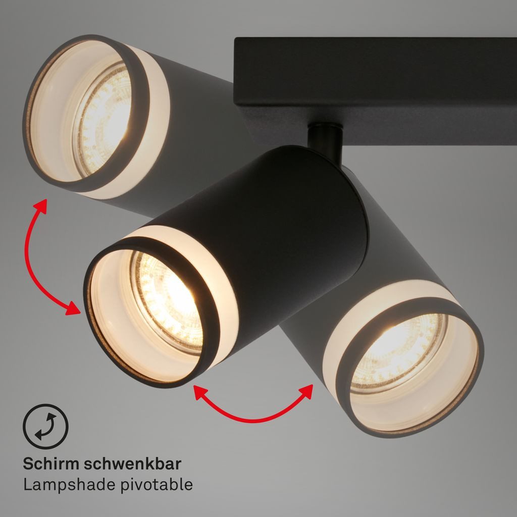 Briloner Leuchten LED Deckenleuchte 2832035, ohne Leuchtmittel, 2700K - Extra-Warmweiß, Deckenleuchte 40cm Schwarz GU10 max. 9W Wohnzimmer Schlafzimmer Küche