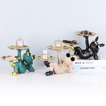 HYTIREBY Tierfigur Schreibtisch Aufbewahrung Tablett,Bulldogge, Statue, Sparschwein, (1 St), Tischdekoration, Heimdekoration, Münzaufbewahrung