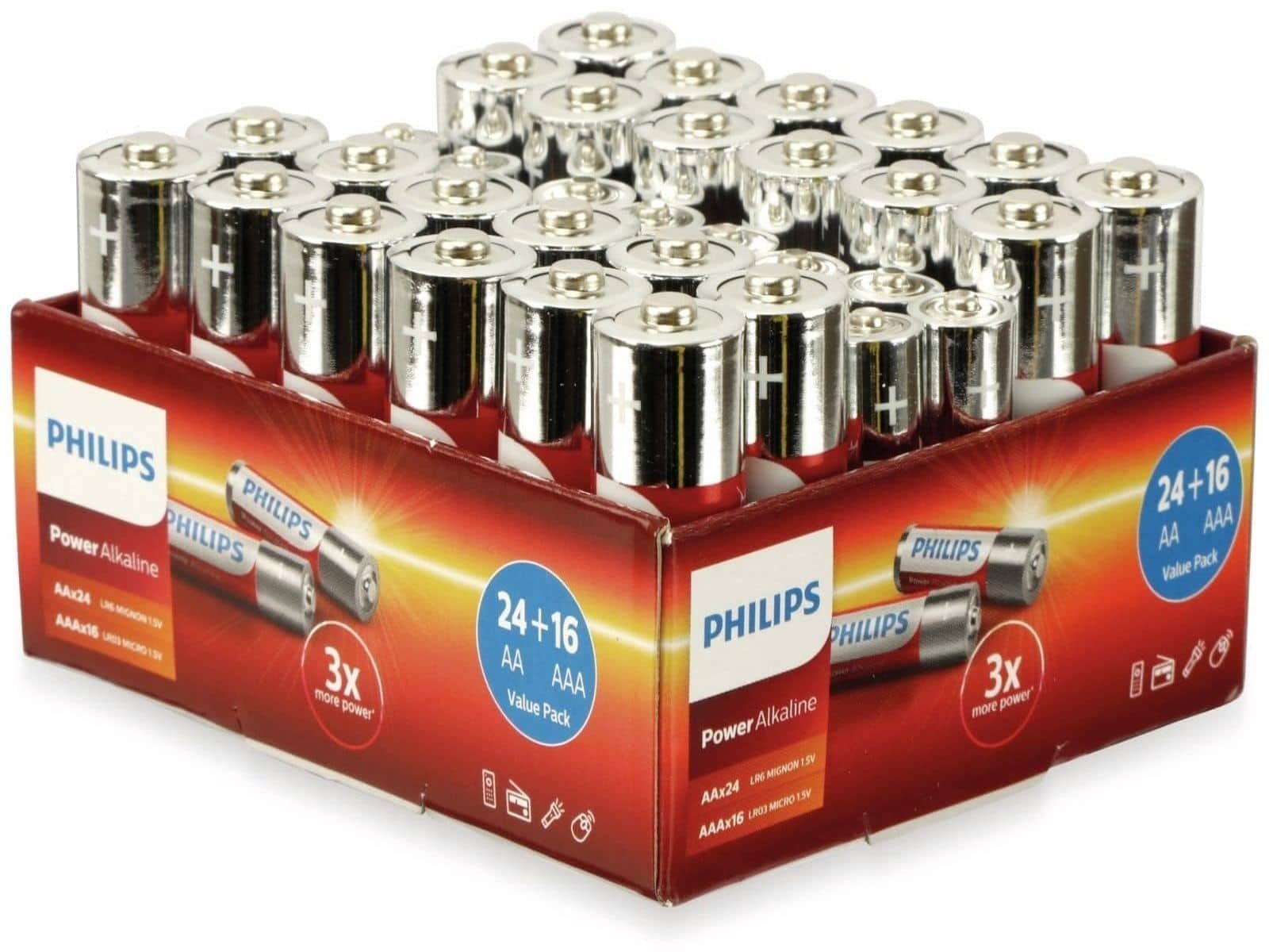 Philips PHILIPS Batterie-Set Powerlife, Alkaline, 24x AA Batterie