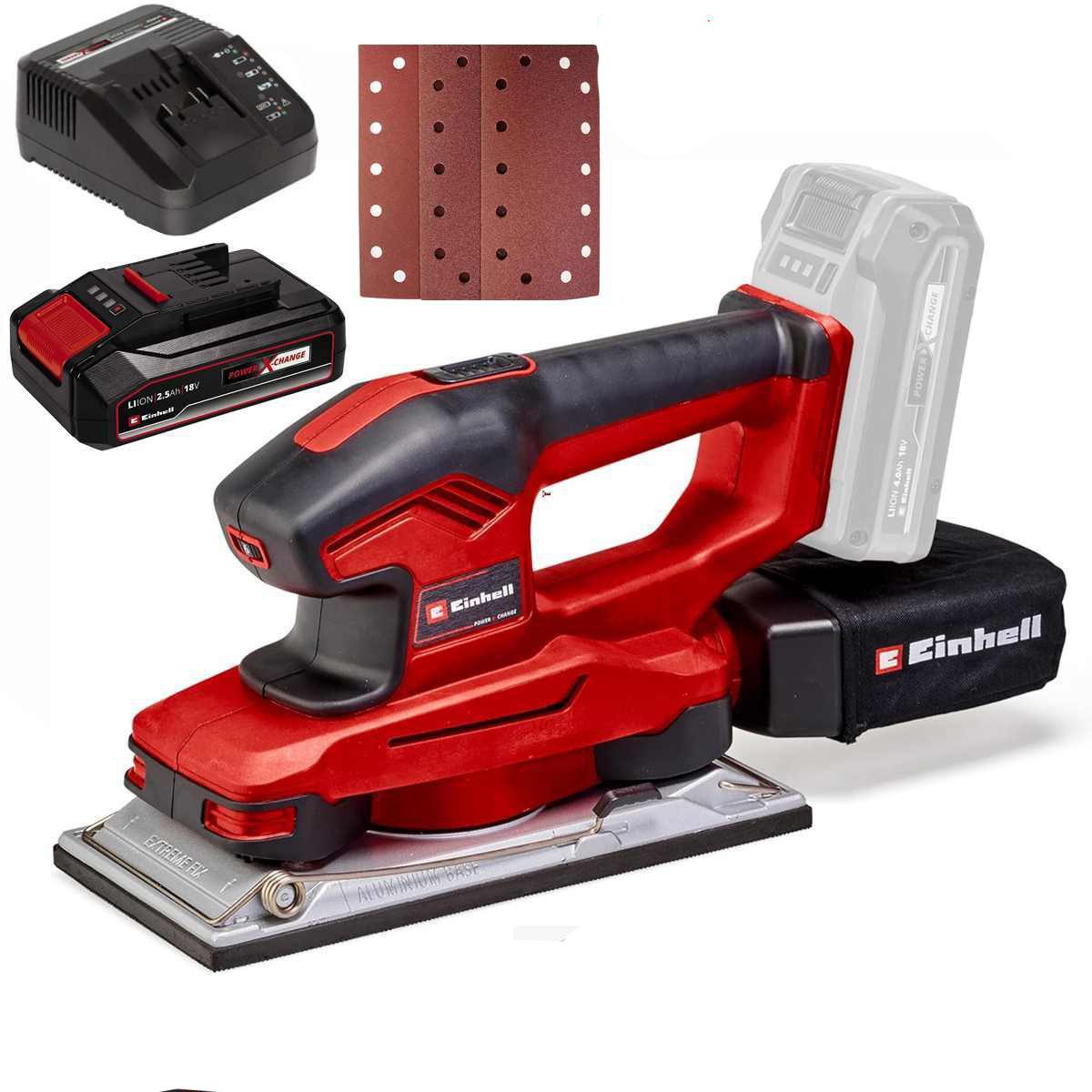 Einhell Schwingschleifer Schwingschleifer TE-OS 18/230 Li Akku 2.5 Ah, 3x Schleifpapier