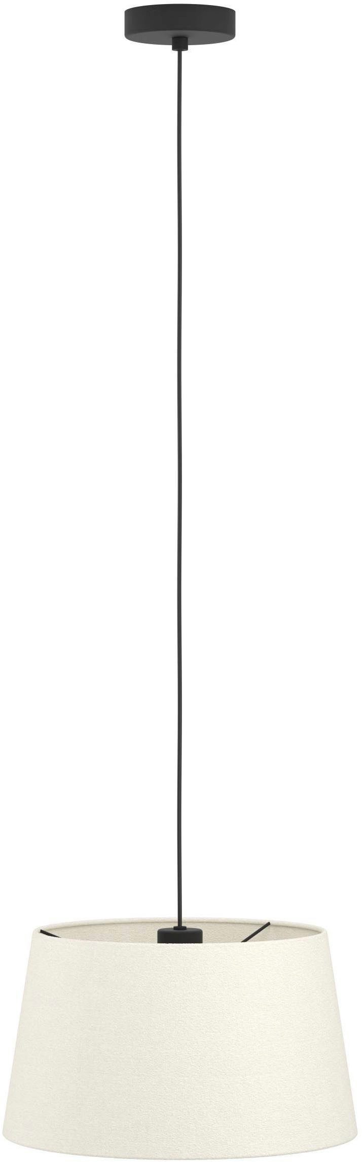 EGLO Hängeleuchte Febres Hängelampe, Pendelleuchte über Esstisch, Metall und Textil, E27, ohne Leuchtmittel, Hängeleuchte - H110 x Ø35 cm - schwarz - 1X60W exkl.