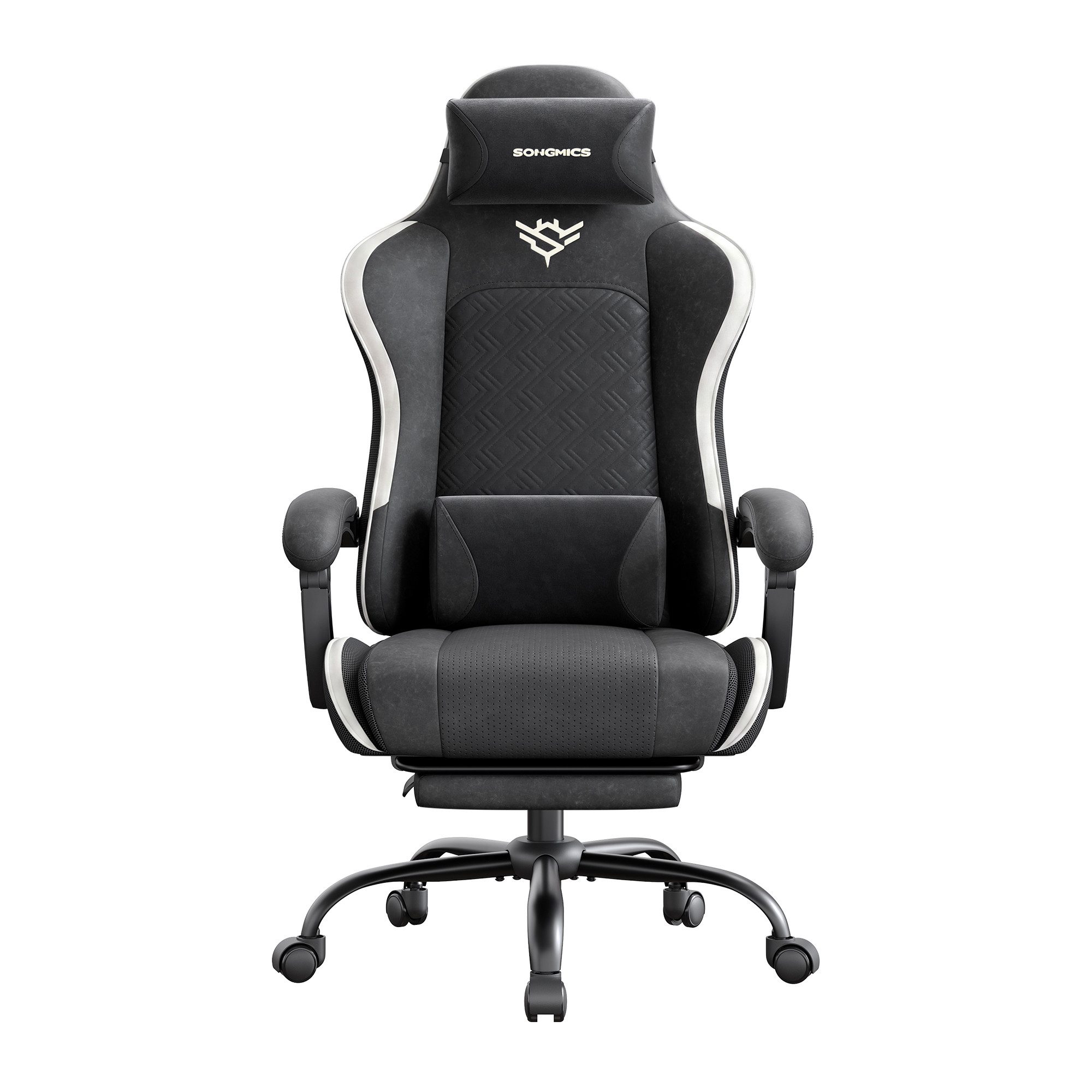 SONGMICS Bürostuhl Gaming-Stuhl, Schreibtischstuhl, ergonomischer Gaming-Sessel, Sitzkissen mit Federn, Fußstütze, Armlehnen mit Synchronmechanik