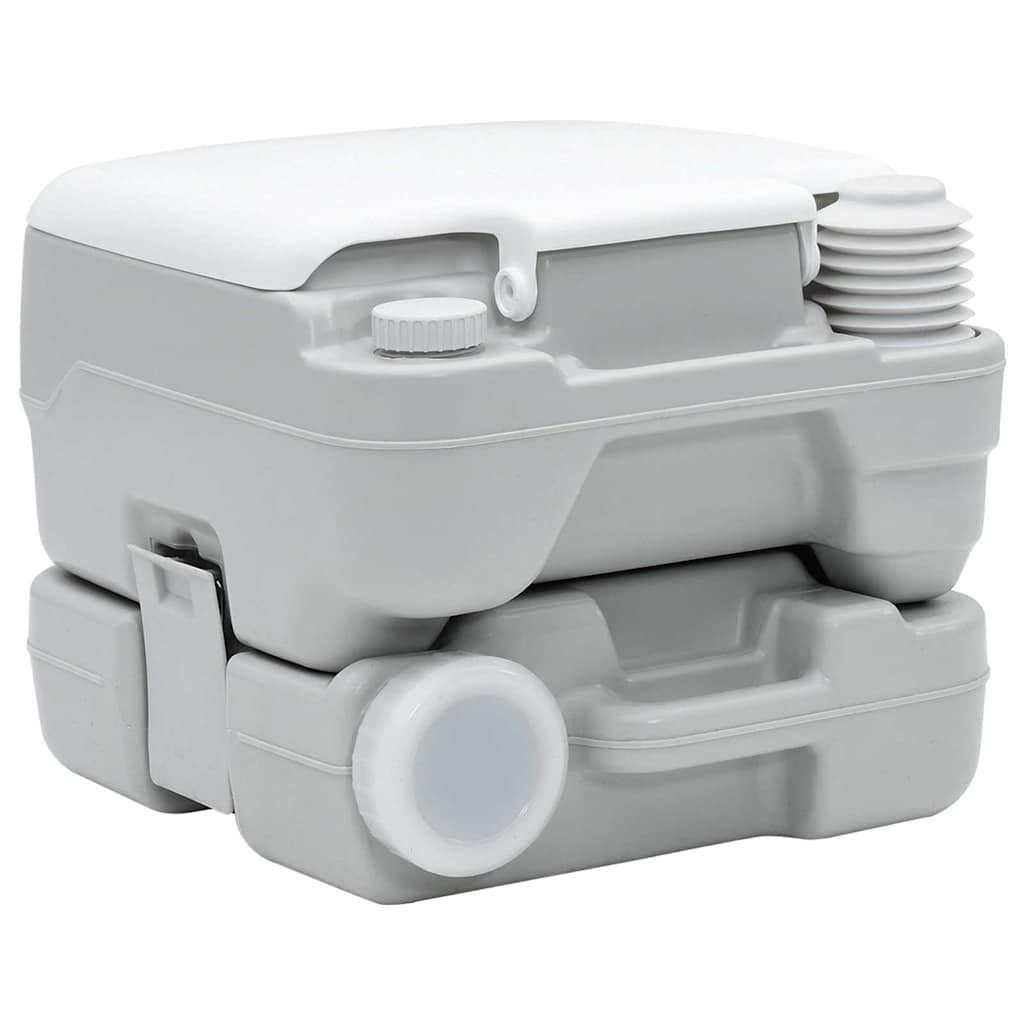 vidaXL Campingtoilette Camping-Toilette Grau und Weiß 41,5 x 36,5 x 30 cm Polyethylen, (1-St)