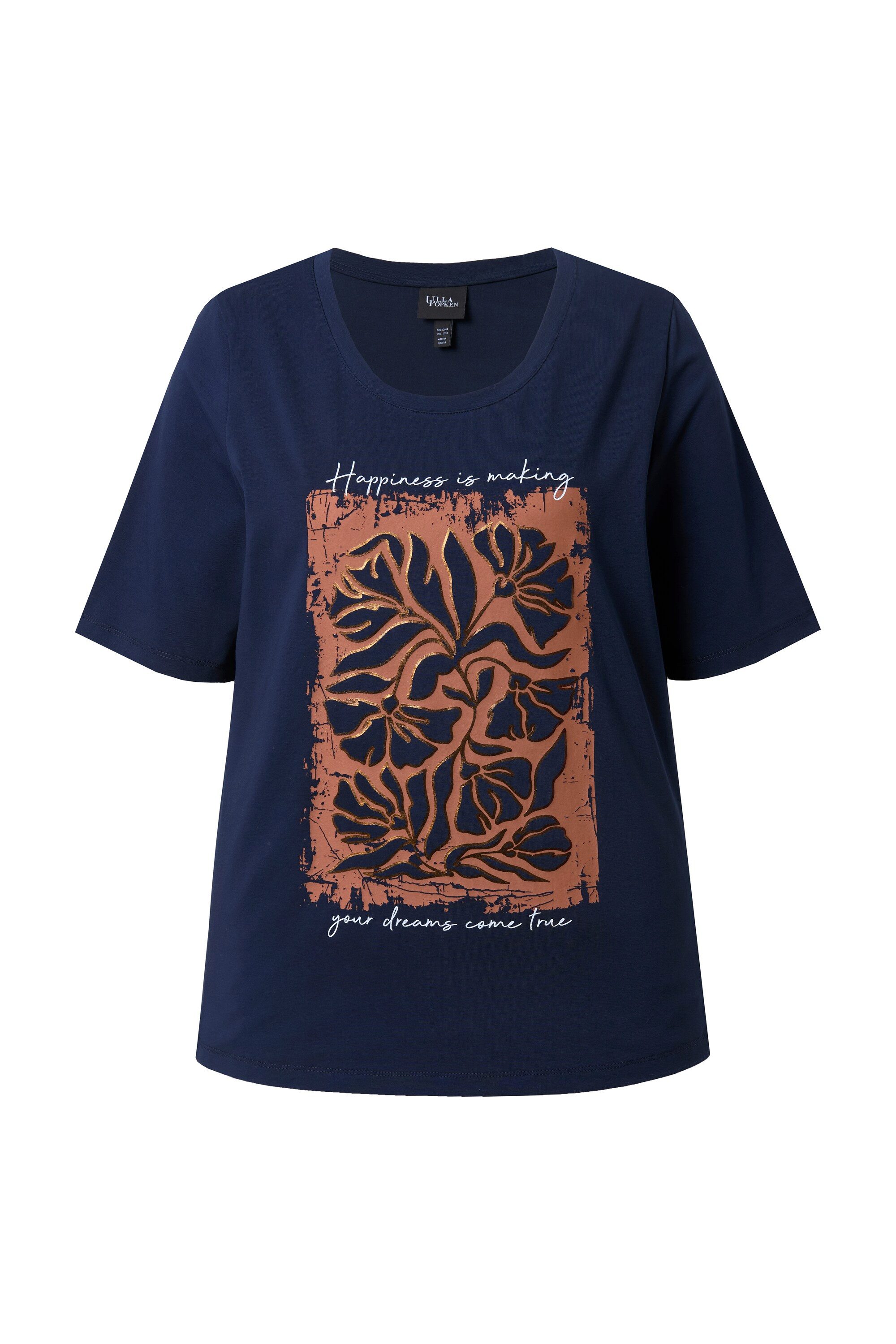 Ulla Popken T-Shirt T-Shirt Metallic-Blumen Rundhals günstig online kaufen