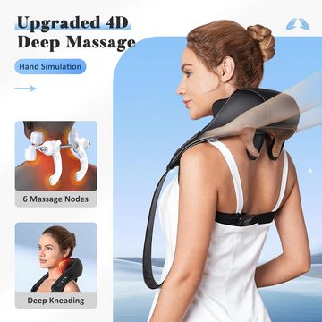 Brücke Nacken-Massagegerät Kabelloses Nackenmassagegerät mit 4D-Massage von Tiefengewebe & Wärme, Linderung von Nacken-, Schulter- und Muskelschmerzen, Geschenk