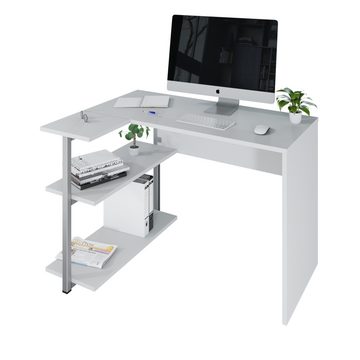 Levira Home Schreibtisch LEVIRA Computertisch mit Ablagen, Bürotisch Sieg II, grau