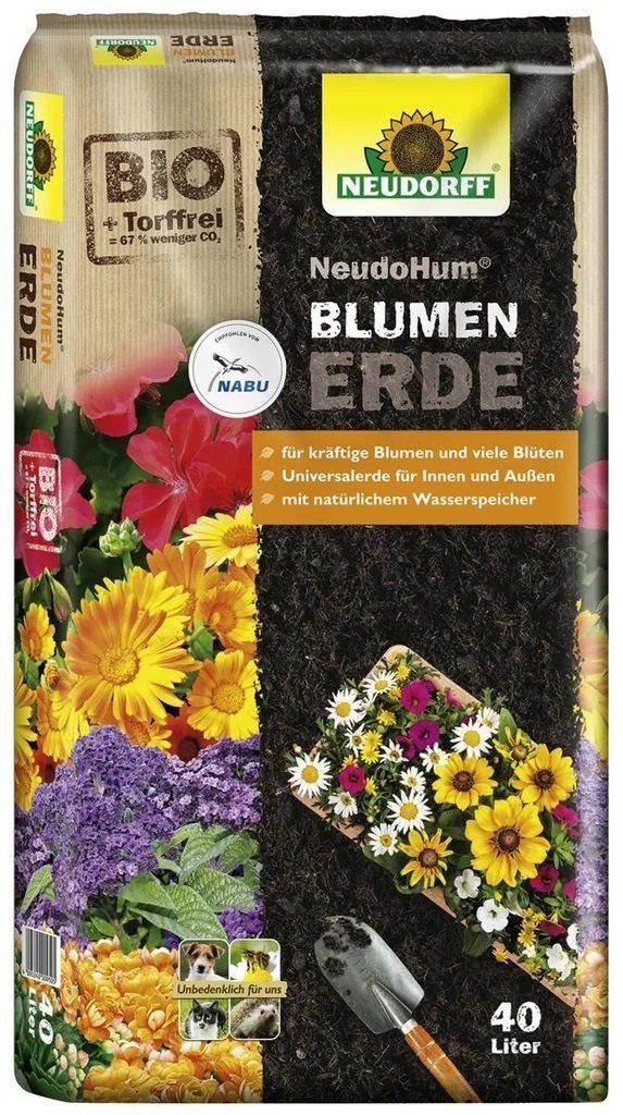 Neudorff Blumenerde Neudorff NeudoHum Blumenerde Erde 40 Liter Universalerde für Innen und