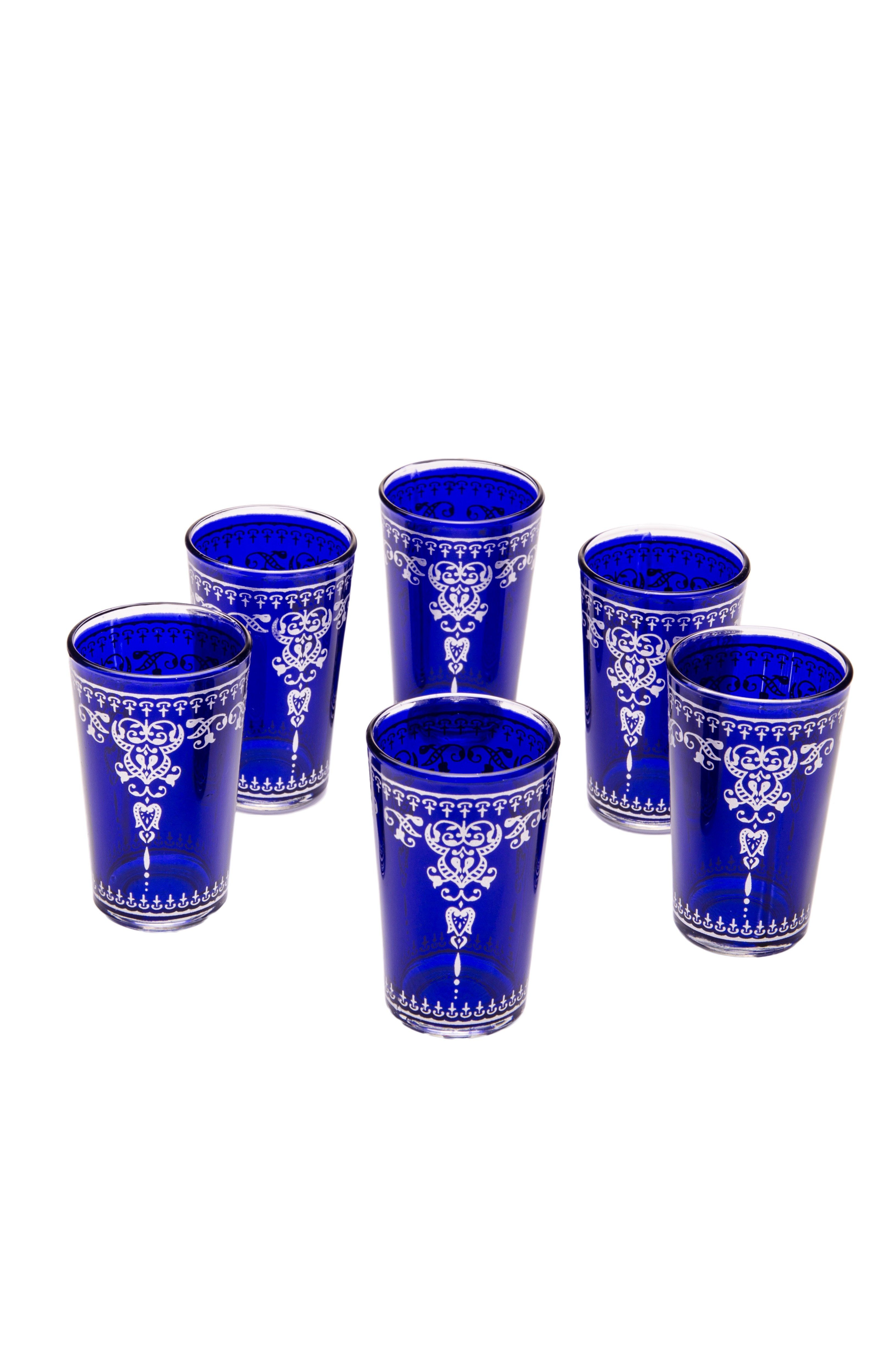 Marrakesch Orient & Mediterran Interior Teeglas 6x Orient Teeglas Andalous blau - 6er SET, 6-tlg., Glas, Handarbeit