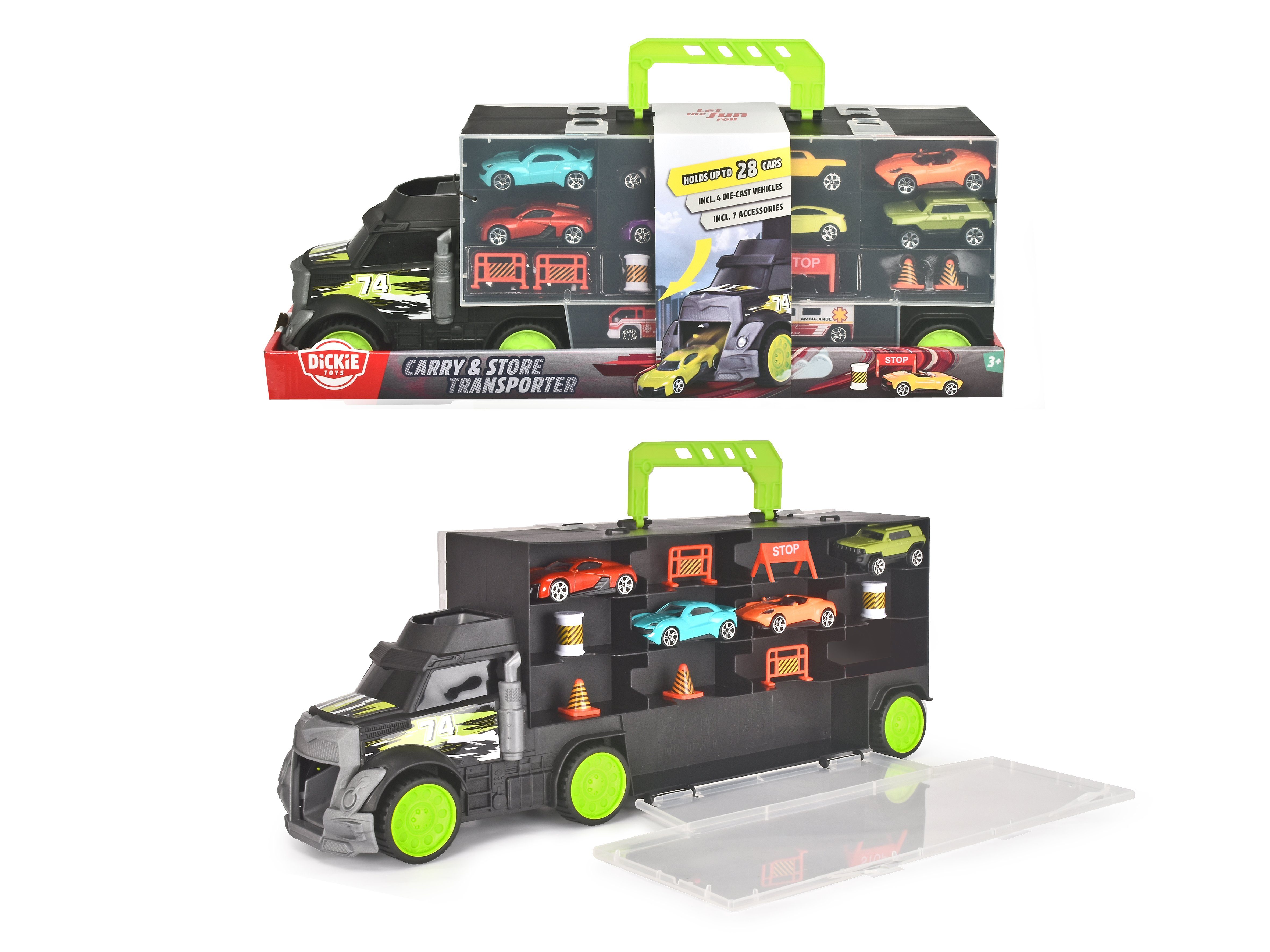SIMBA Modellauto »Carry & Store Transporter - Spielzeug-LKW zur Aufbewahrung  von 28 Spielzeugautos«