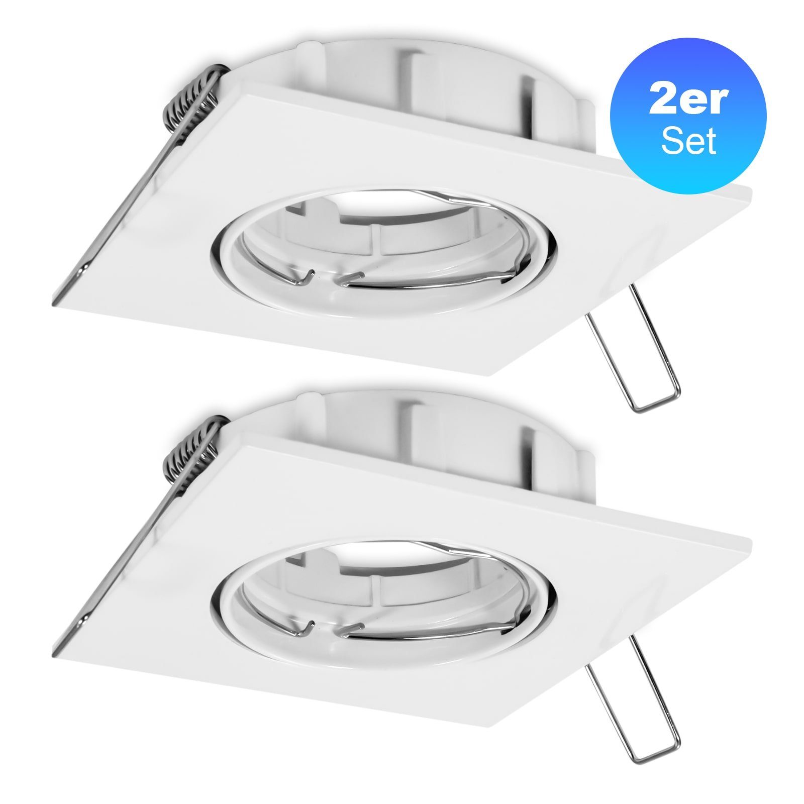 HEITRONIC Lampenfassung Einbaustrahler GU5,3 / MR16 bis 35 Watt, (2-St), schwenkbar um je 30°, einfache Montage, Aluminium