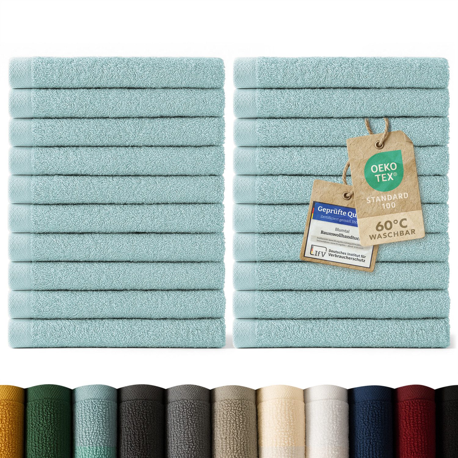Blumtal Gästehandtücher Premium 30x30cm oder 30x50cm weich und saugstark, Frottee (24-St), 10er (30x50cm), 12er und 24er Set (30x30cm), 100% Baumwolle