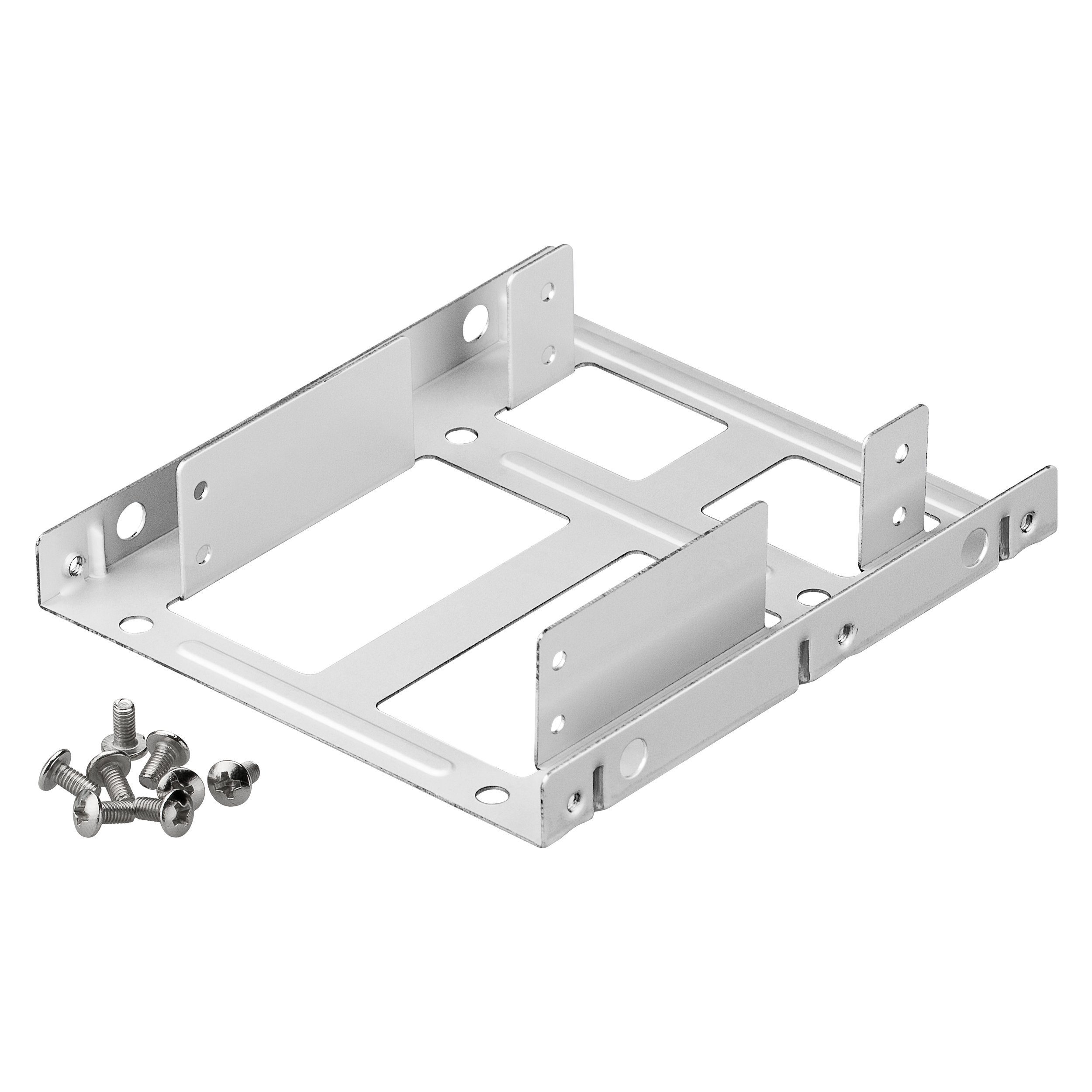 Goobay Festplatten-Einbaurahmen 2,5 Zoll Festplatten Einbaurahmen auf 3,5 Zoll, SSD Halterung für 3,5" Gehäuseschacht / Inkl. Schrauben / Silber