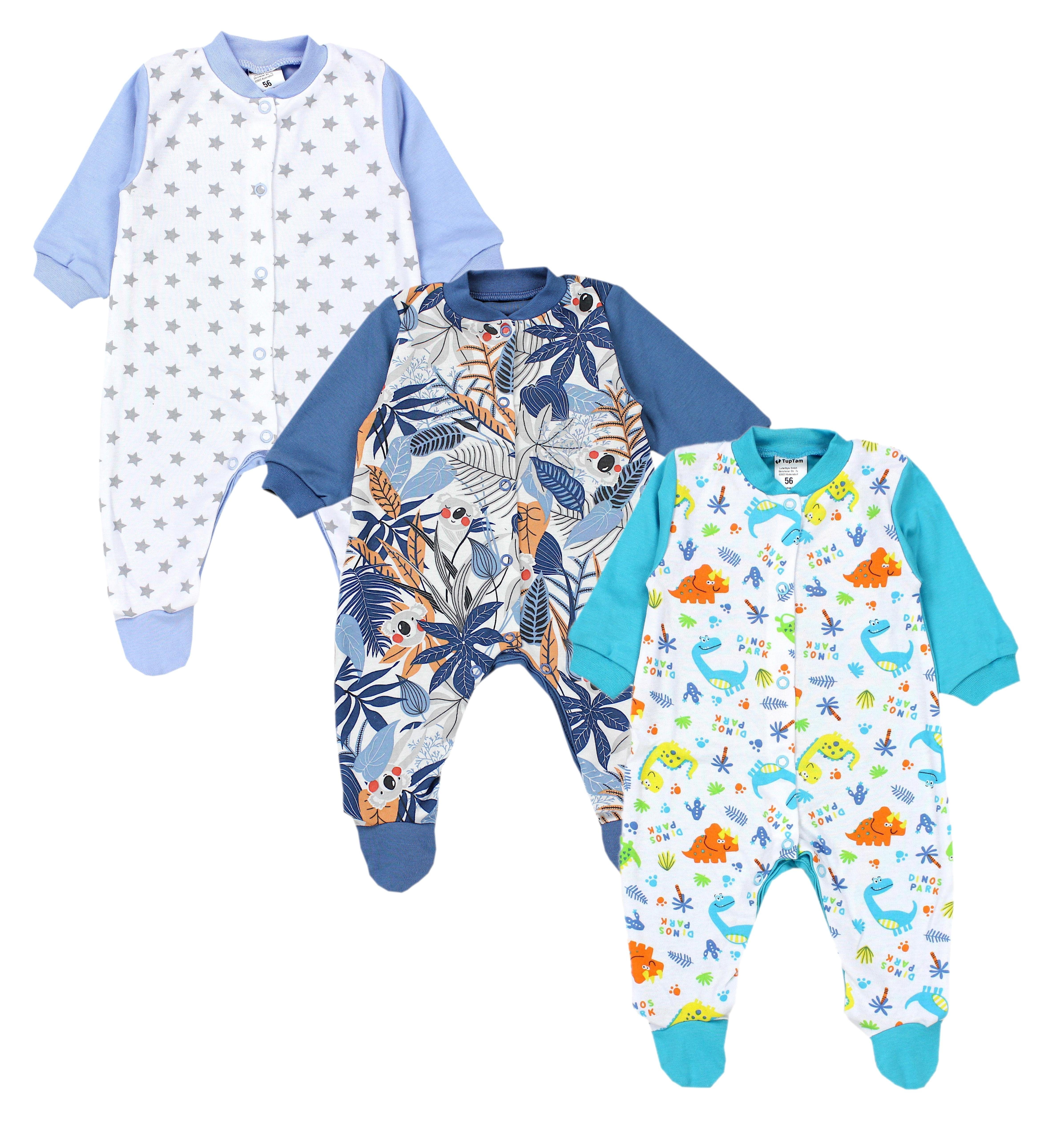 Baby Fuß Pack 3er Farbenmix TupTam Jungen Schlafstrampler mit 4 Langarm Schlafanzug Schlafoverall