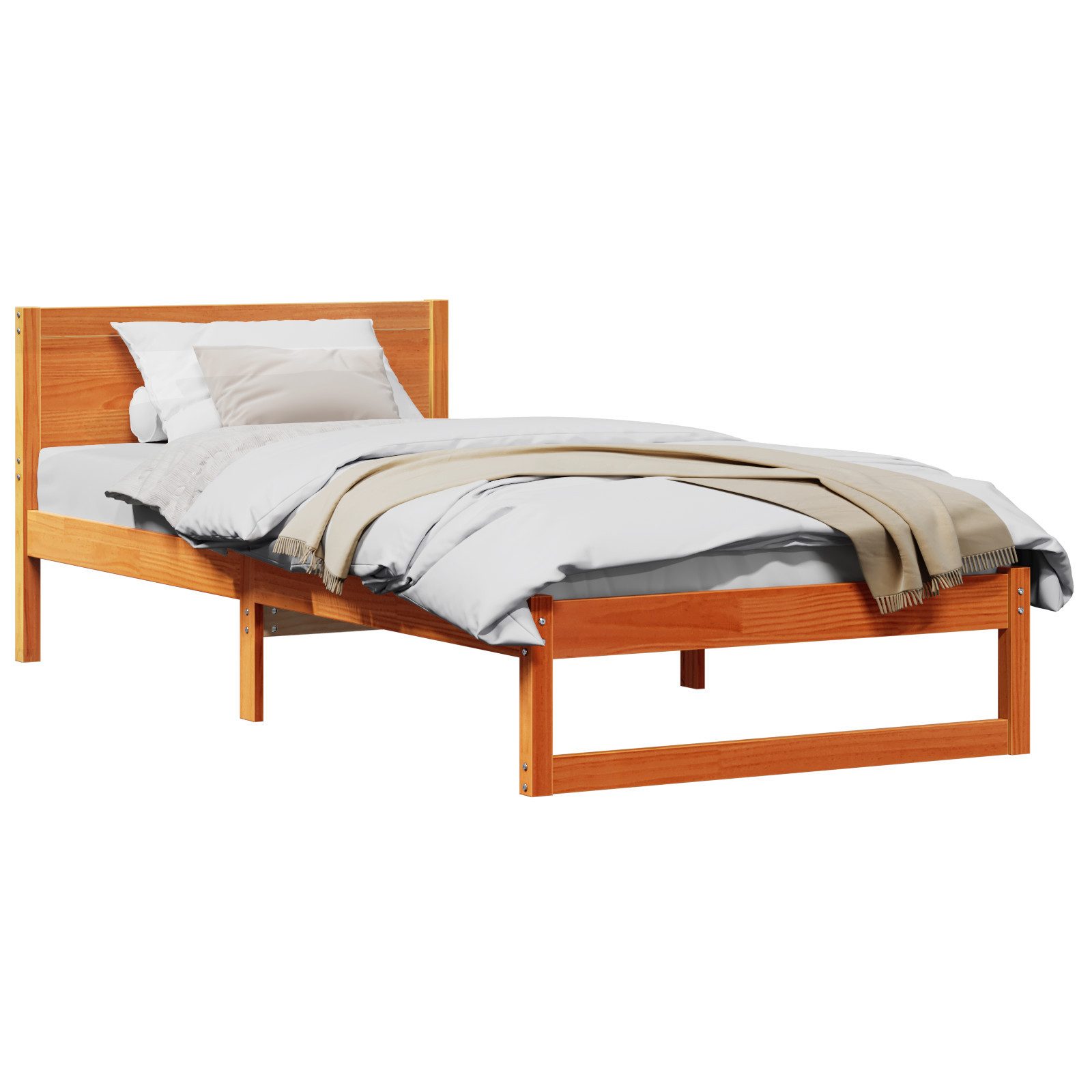 vidaXL Bett Bettgestell Gewachst Braun Massivholz günstig online kaufen