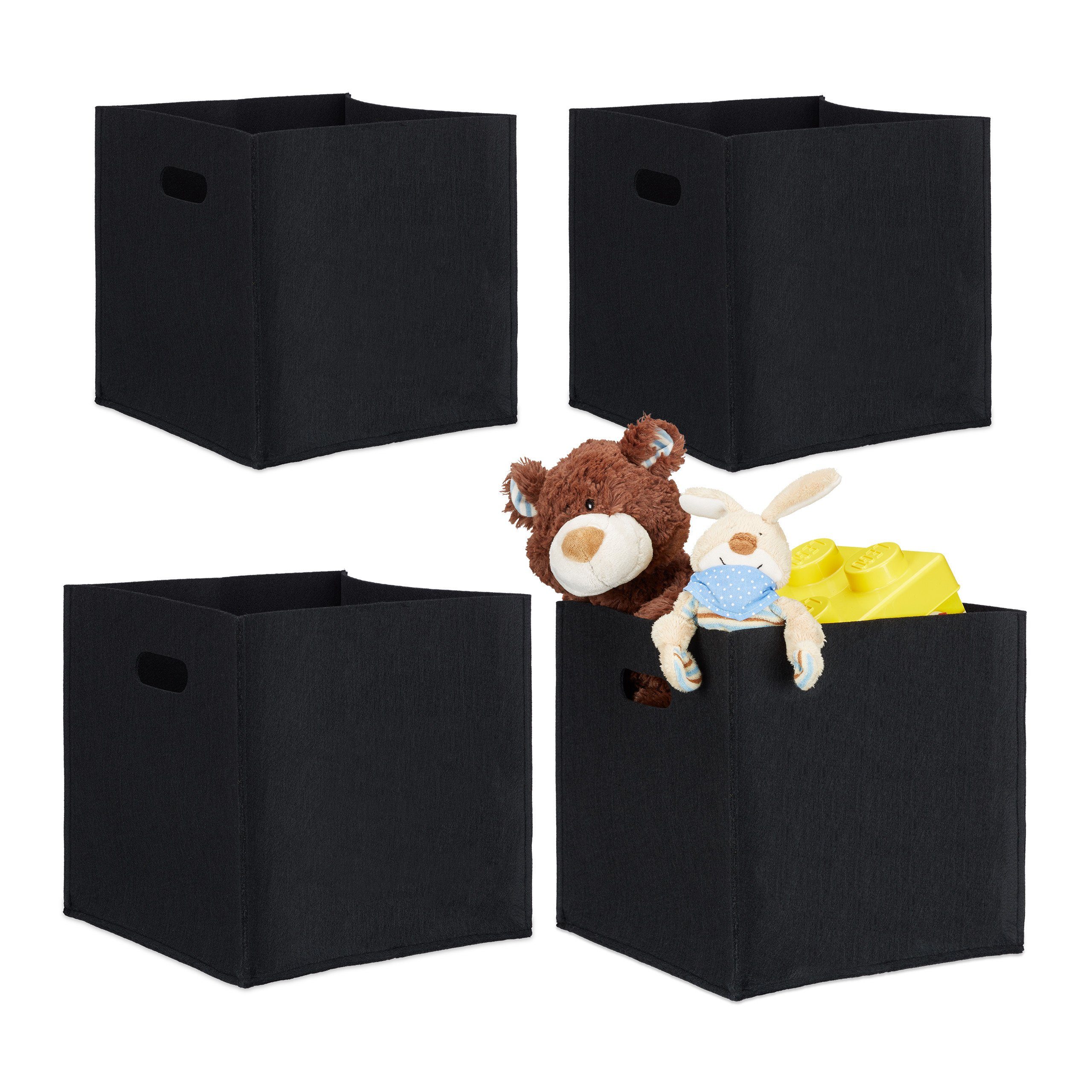 relaxdays Aufbewahrungskorb 4 x Quadratischer Filzkorb günstig online kaufen