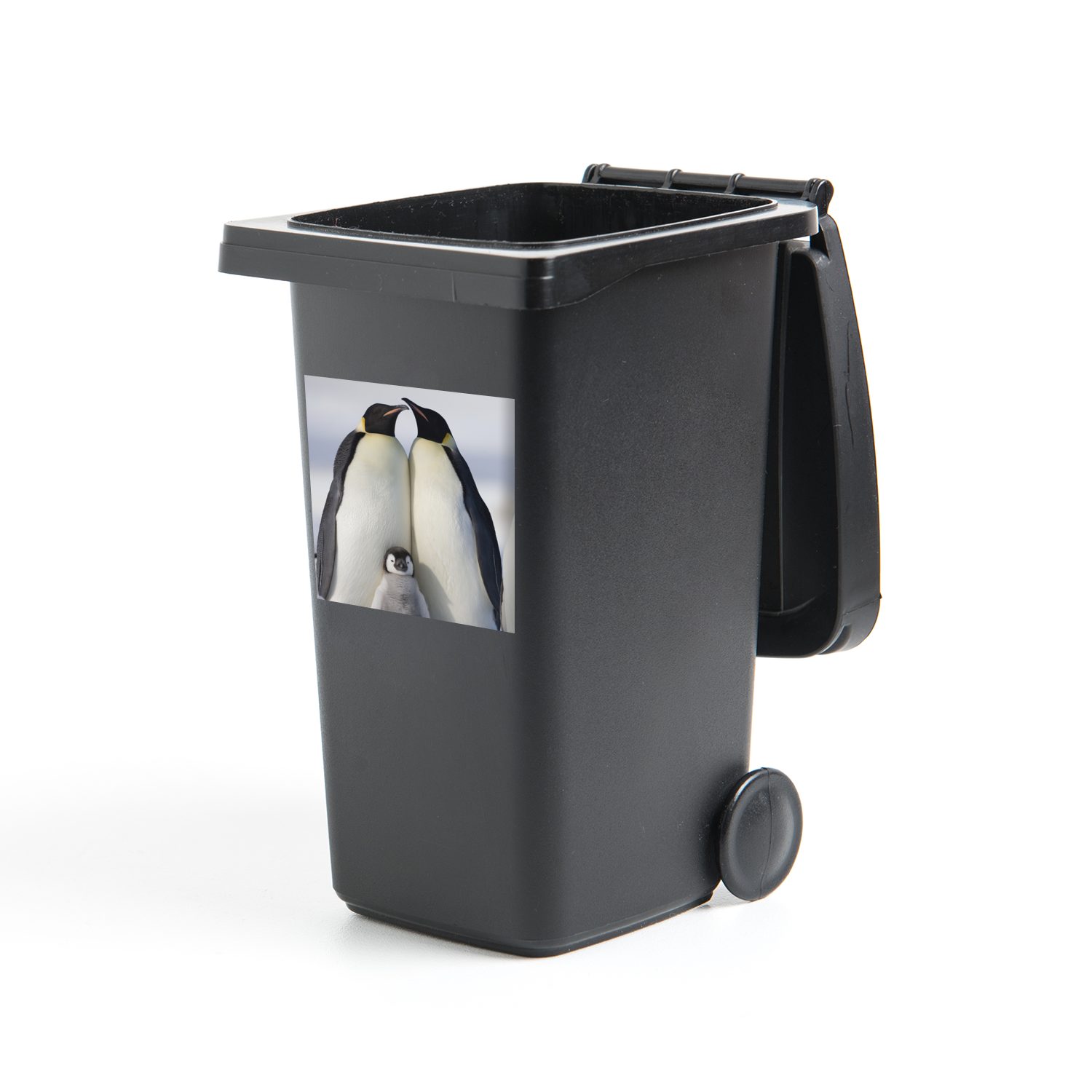 MuchoWow Wandsticker Pinguin - Familie - Schnee (1 St), Mülleimer-aufkleber, Mülltonne, Sticker, Container, Abfalbehälter