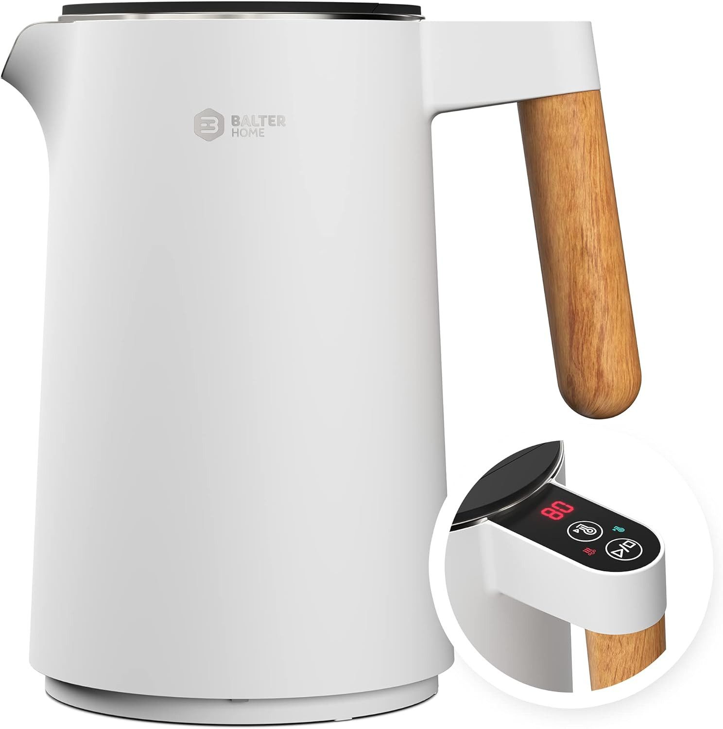 Balter Wasserkocher hochwertiger Teekocher aus Edelstahl, 1.5 l, 2200,00 W, kabelloser Wasserkocher mit Temperatureinstellung, BPA frei