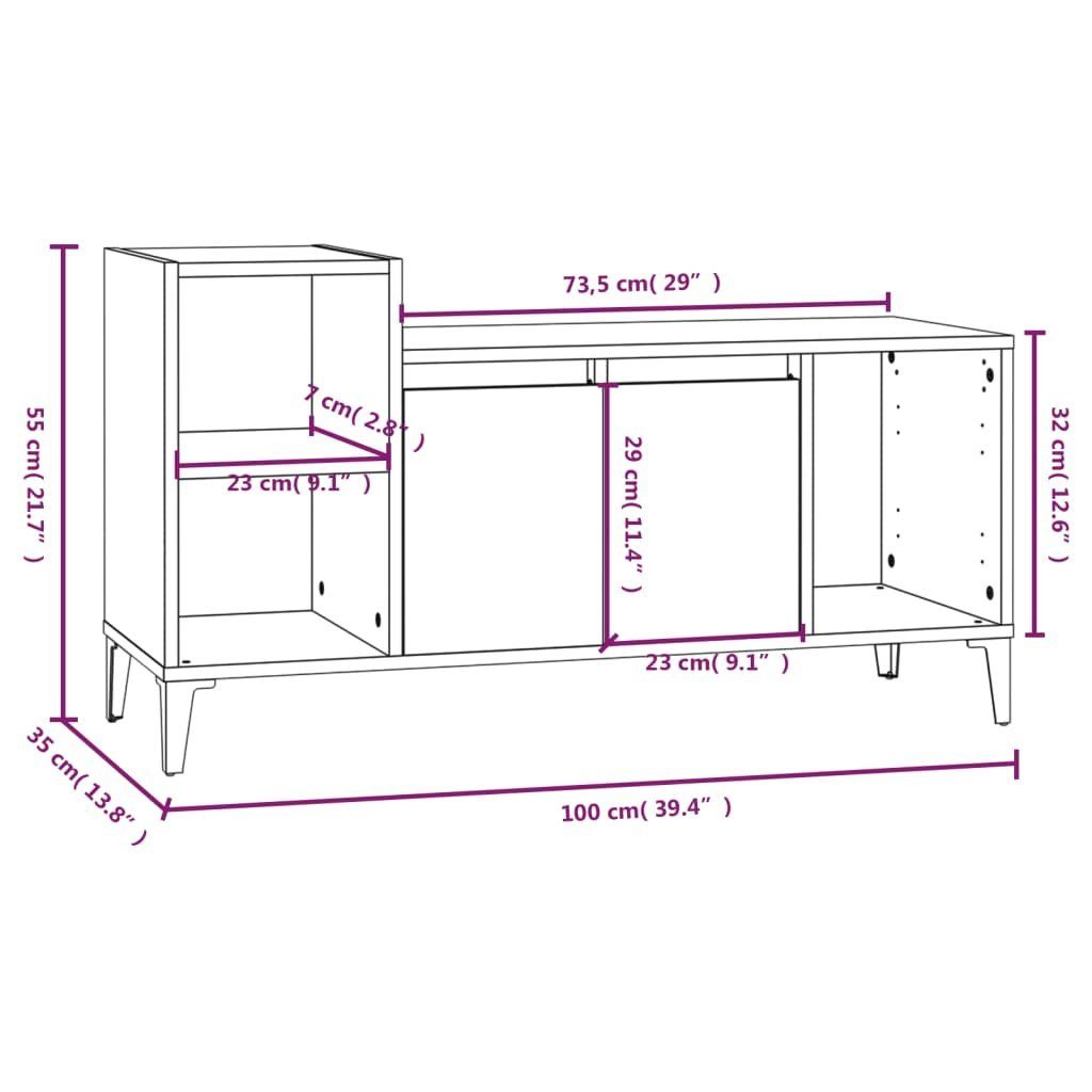 TV-Schrank Betongrau Holzwerkstoff furnicato cm 100x35x55