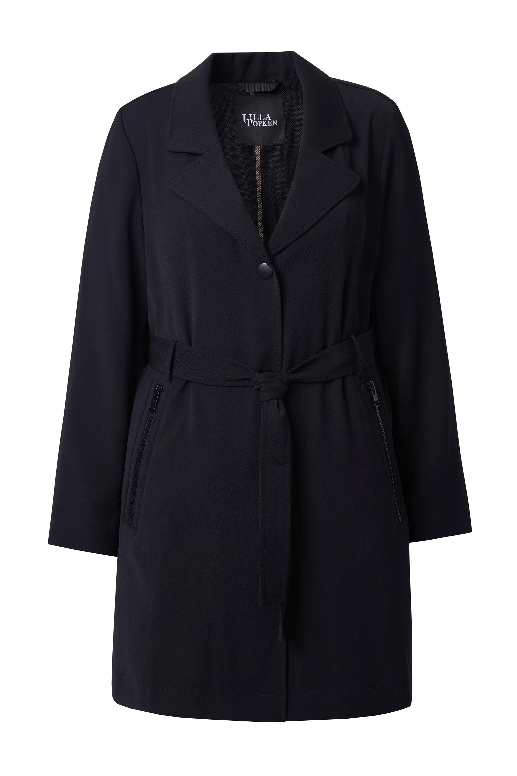 Ulla Popken Outdoorjacke Trenchcoat A-Linie Reverskragen Bindegürtel günstig online kaufen