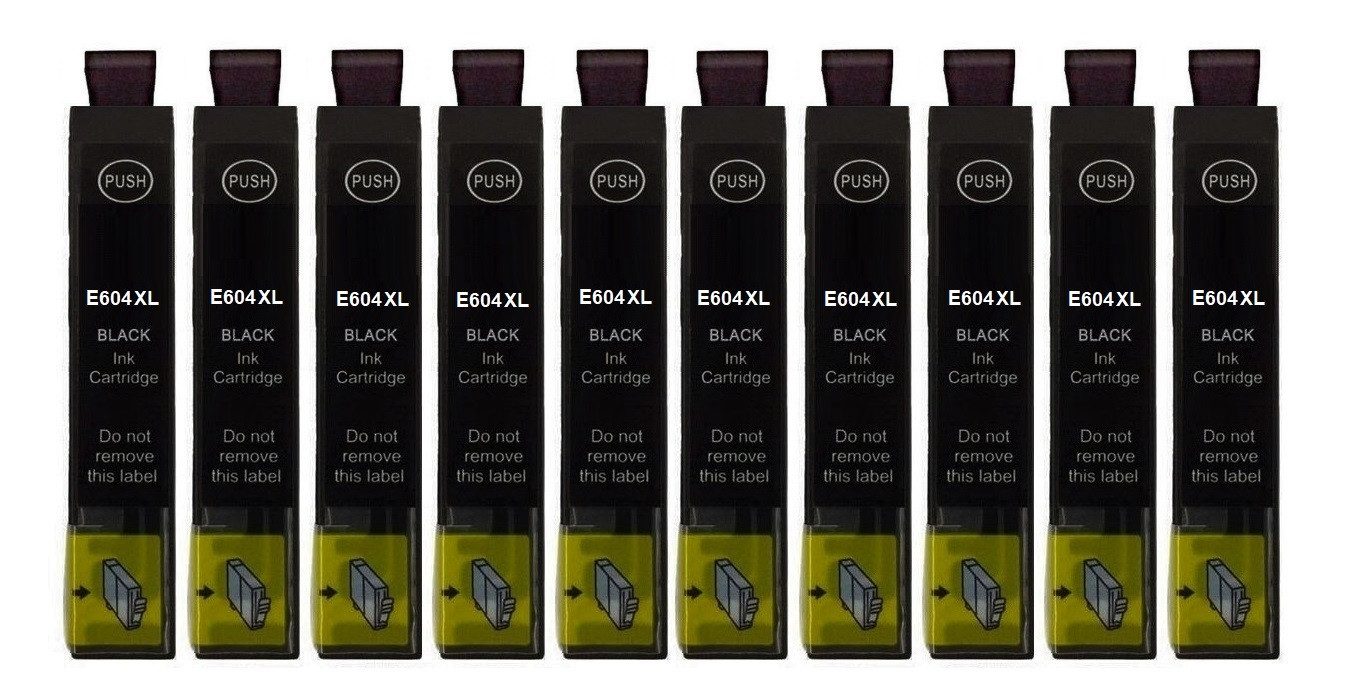 inkpro 10 x Druckerpatrone 604 XL BK kompatibel mit Epson 604XL schwarz, Tintenpatrone (für Epson Expression Home XP-2200, XP-2205, XP-3200, XP-3205, XP-4200, XP-4205, WorkForce WF-2910 DWF, WF-2930 DWF, WF-2935 DWF, WF-2950 DWF, 10-tlg., XXL Füllmenge je 18 ml)
