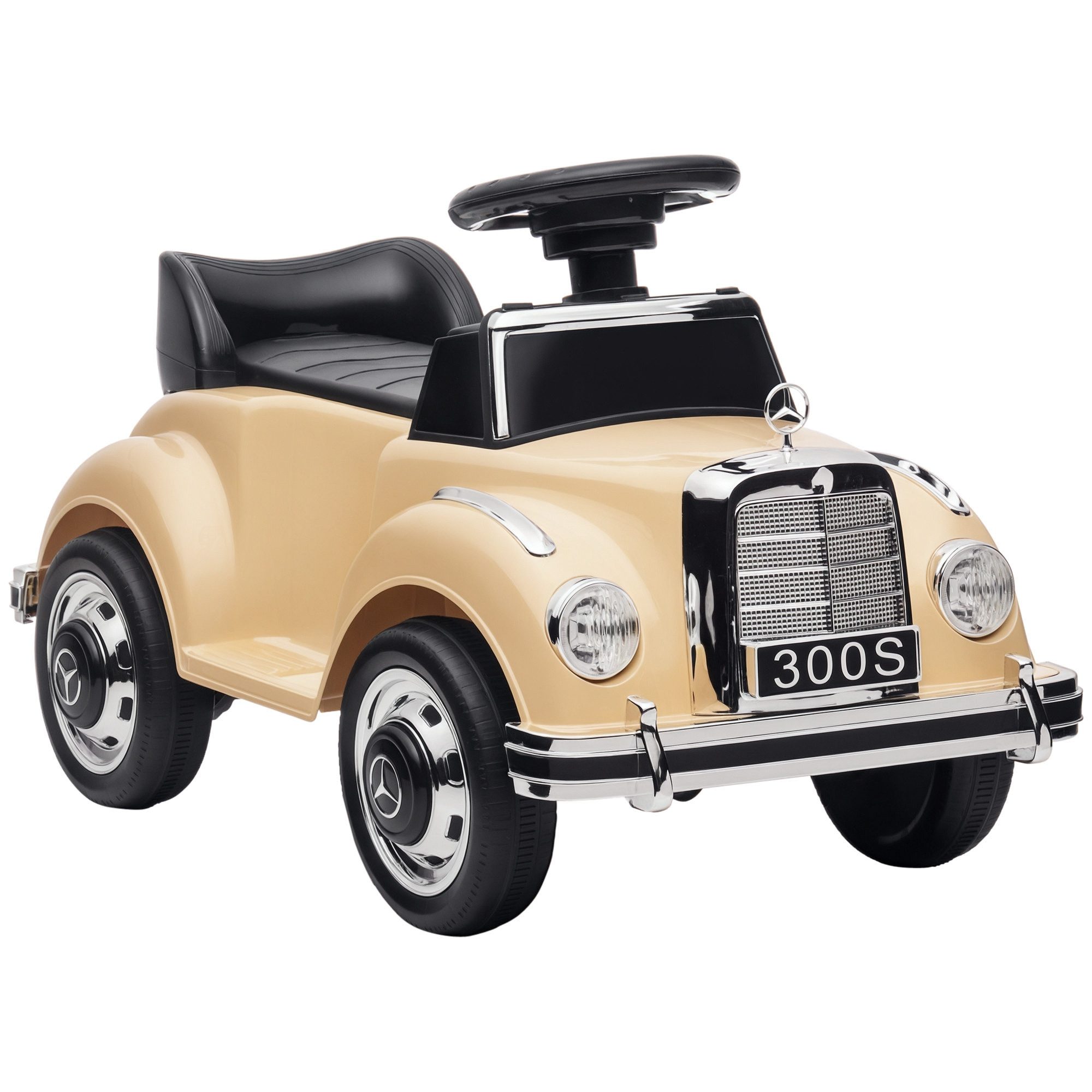 AIYAPLAY Rutscher Rutschauto, Rutscher mit Stauraum, Kippschutz für 18-48 Monaten, (Kinderfahrzeug, 1-tlg., Kinderauto), Beige 77,5 x 41,5 x 45 cm