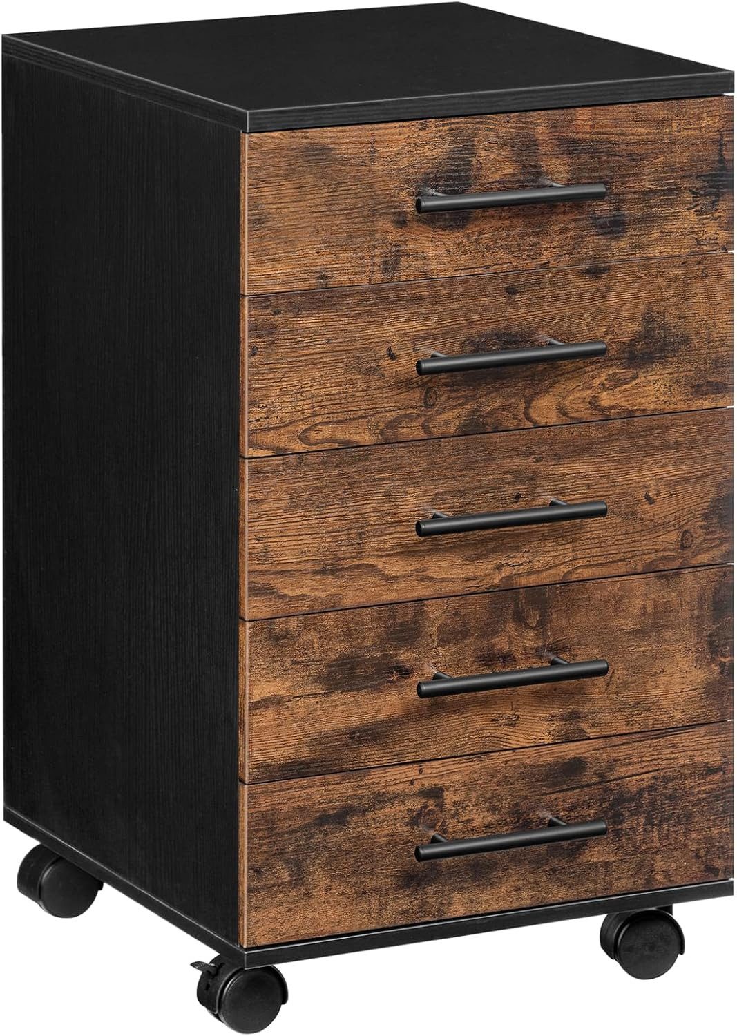Hoobro Aktenschrank Rollcontainer mit 5 Schubladen, Holz Büroschrank Aufbewahrungsschrank