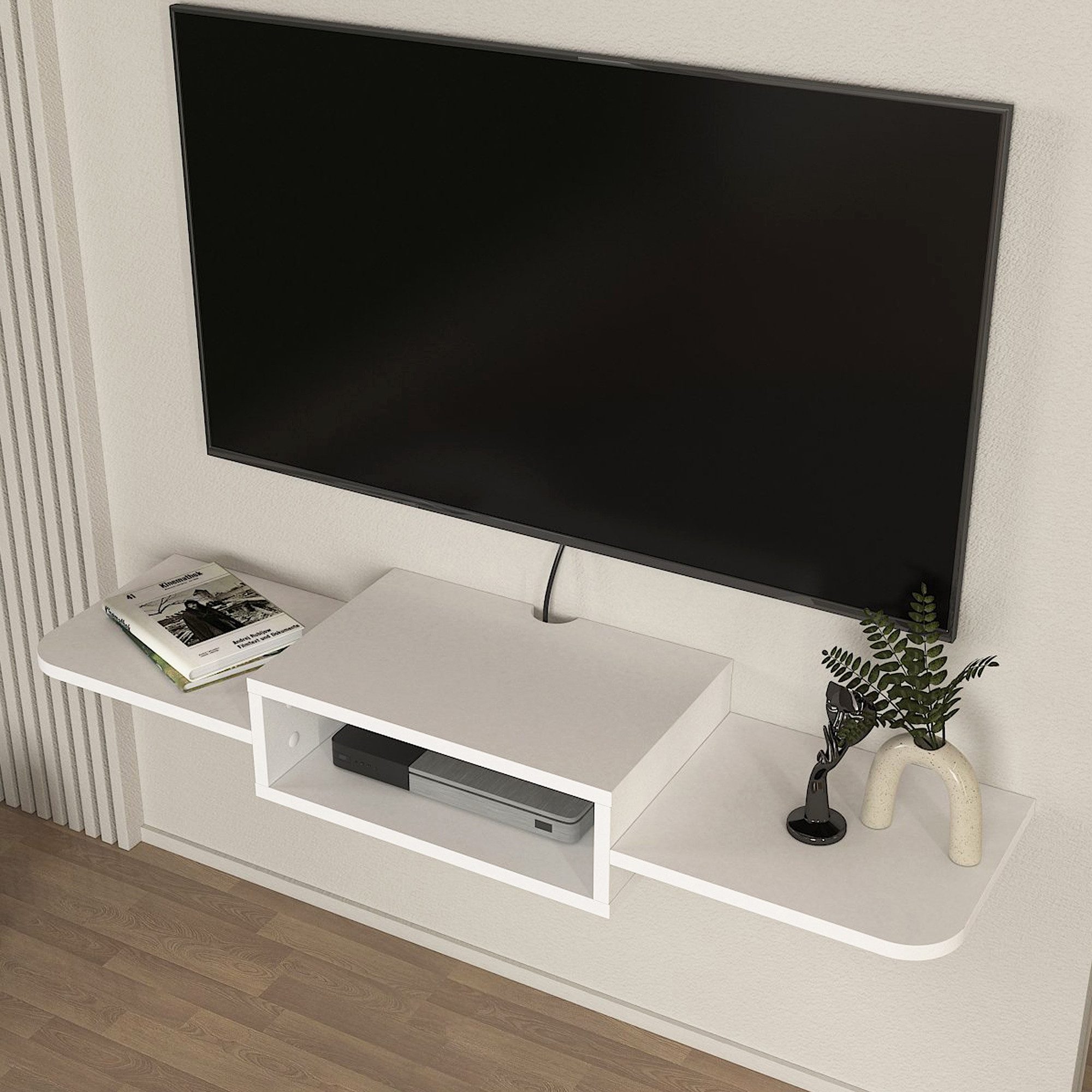 en.casa TV-Regal, »Tar« hängend 115 x 30 x 16 cm Weiß