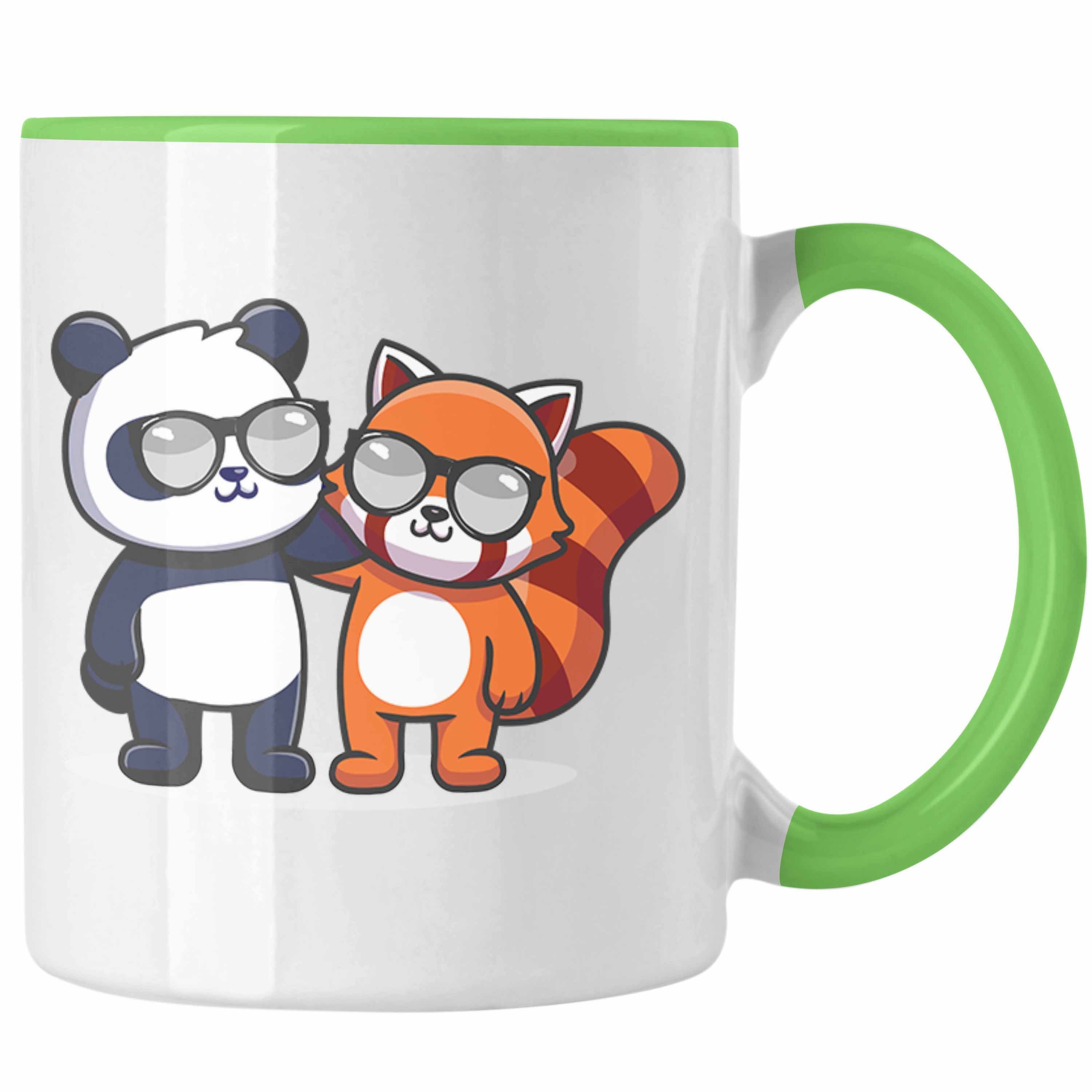 Trendation Tasse Trendation - Freunde Grün Jungs Mädchen Tasse Roter Geschenkidee Panda Lustige für Kinder Grafik Musik